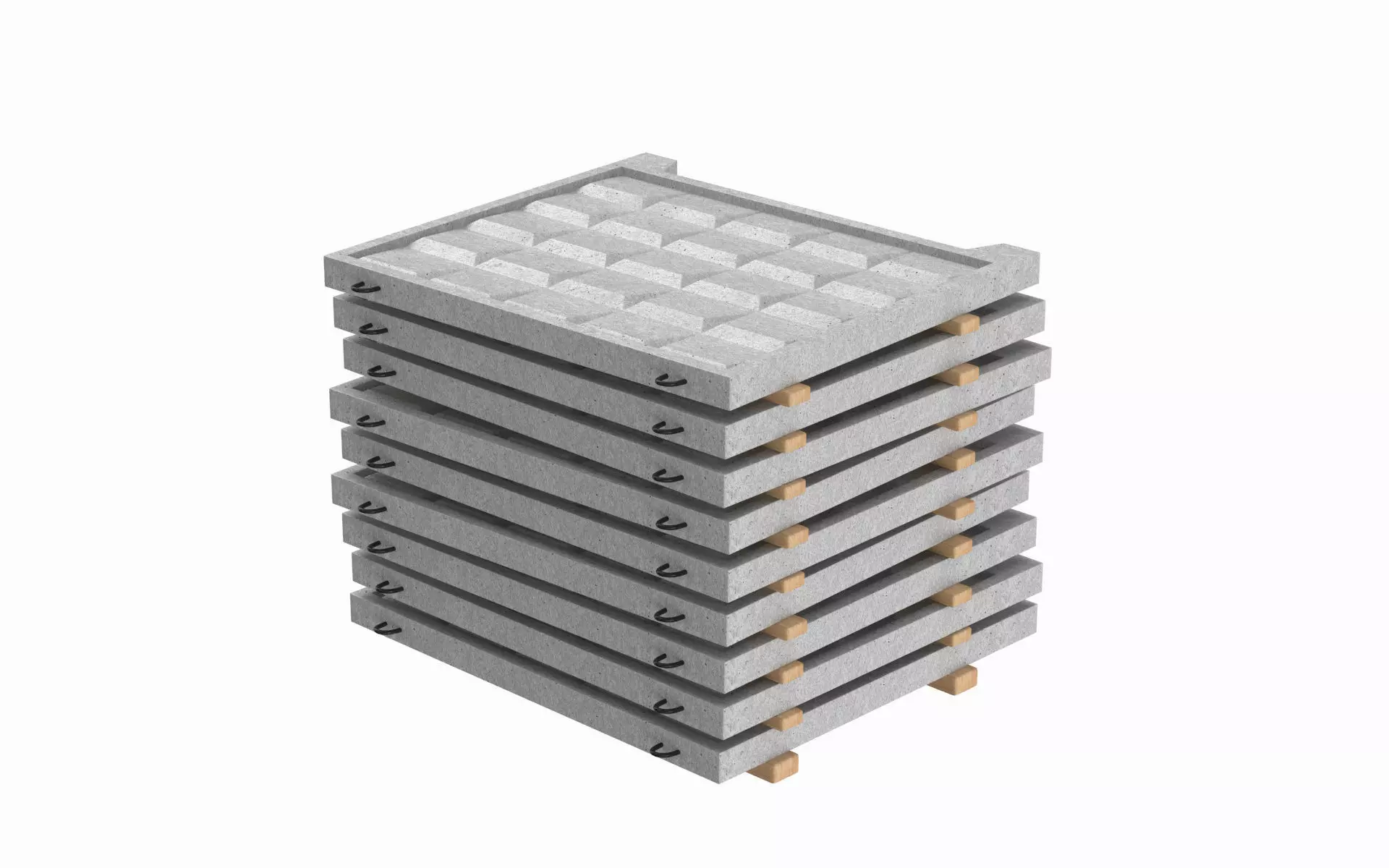 Concrete Fence On Wooden Planks 3D model_0