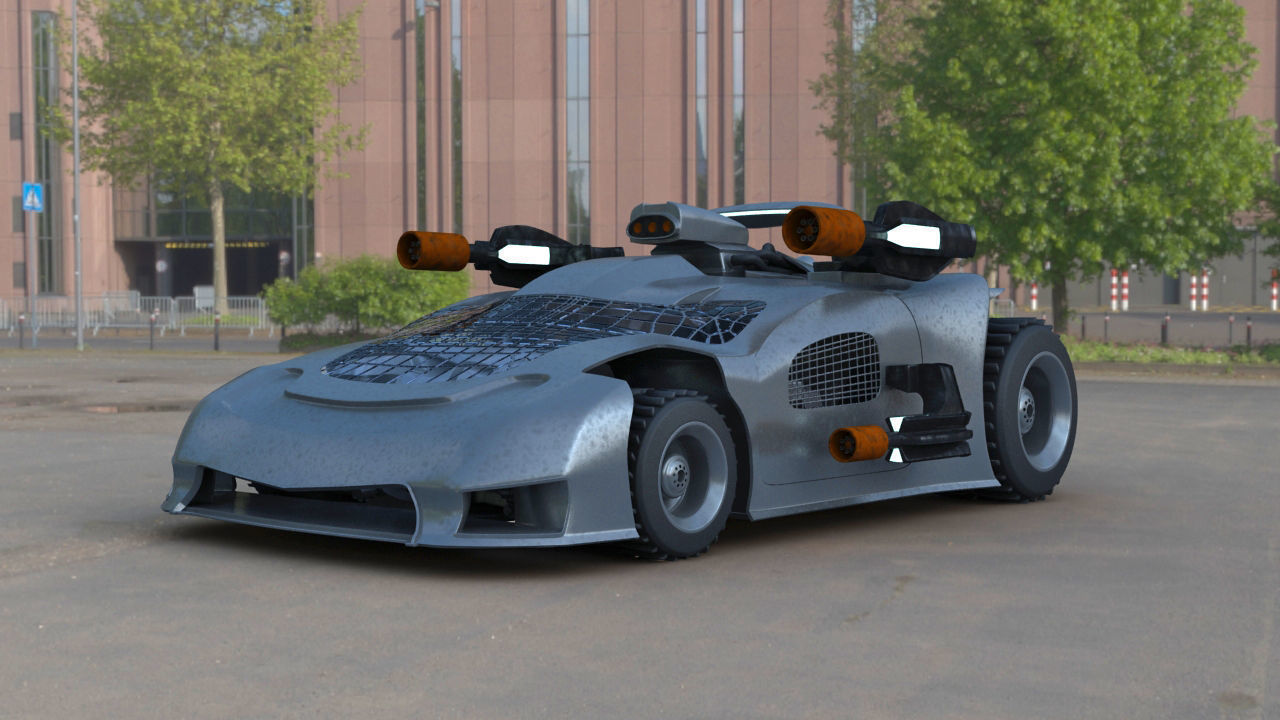 Futuristic Battle Car 3D model_2