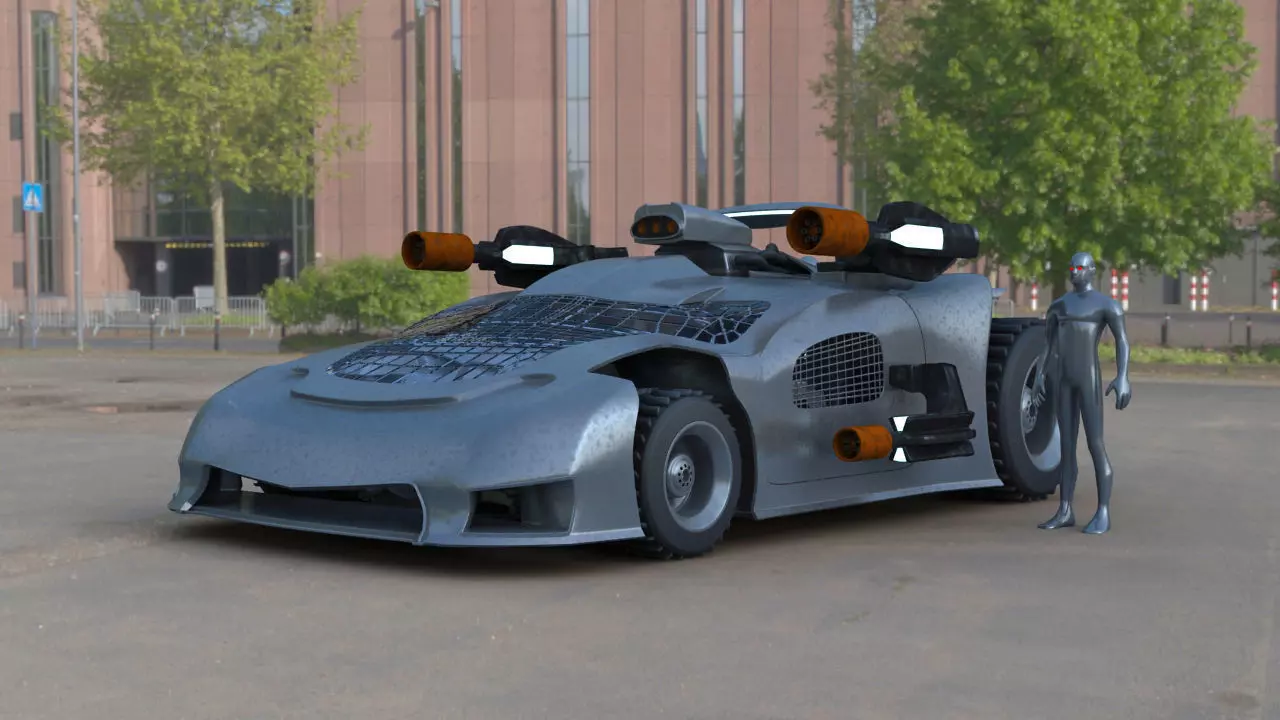 Futuristic Battle Car 3D model_0