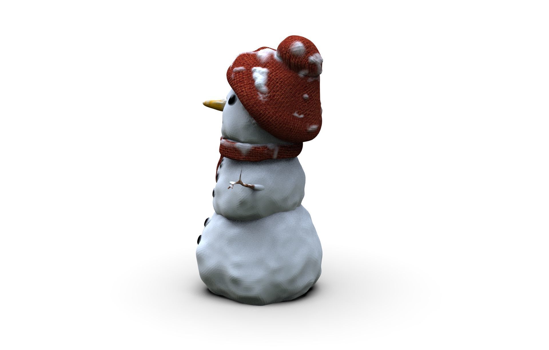 Realistic Snowman Low-poly 3D model_4