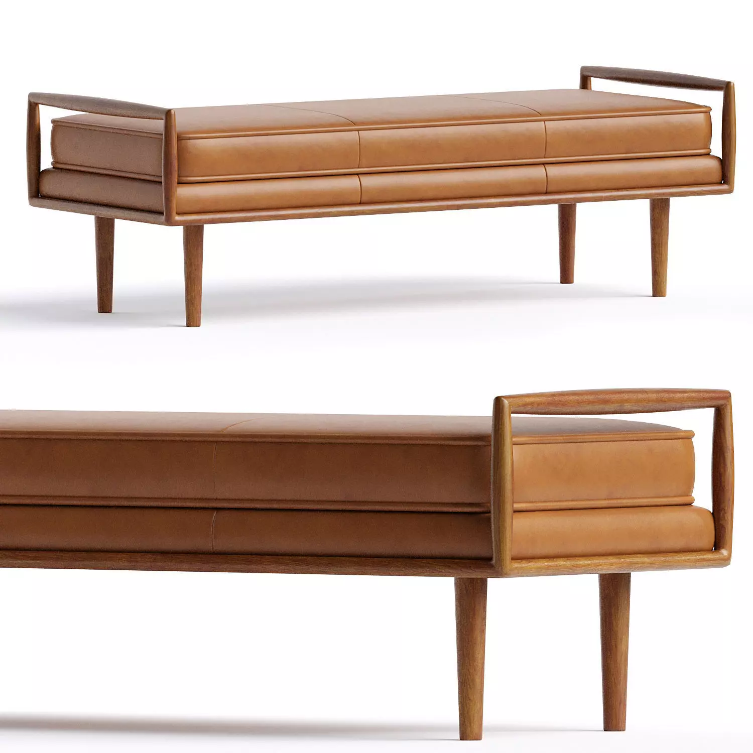 WestElm Nico Leather Bench 3D model_0