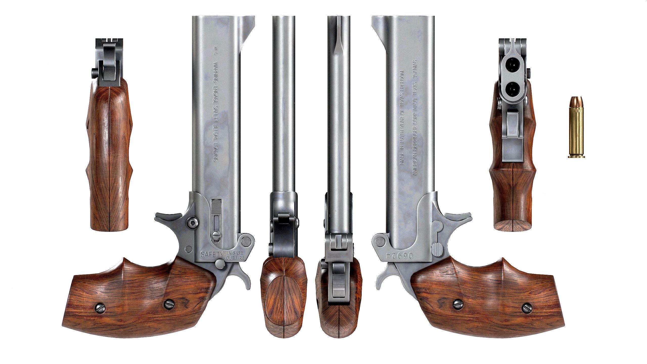 PBR American Derringer Model 6 Low-poly 3D model_3