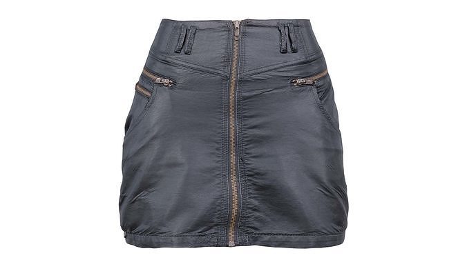 Leather Zipper Pocket Skirt Low-poly 3D model