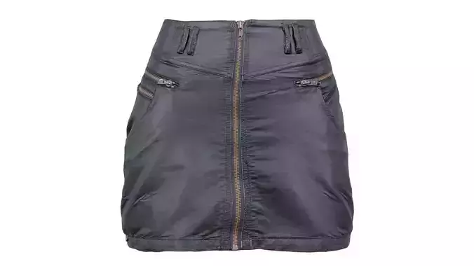 Leather Zipper Pocket Skirt