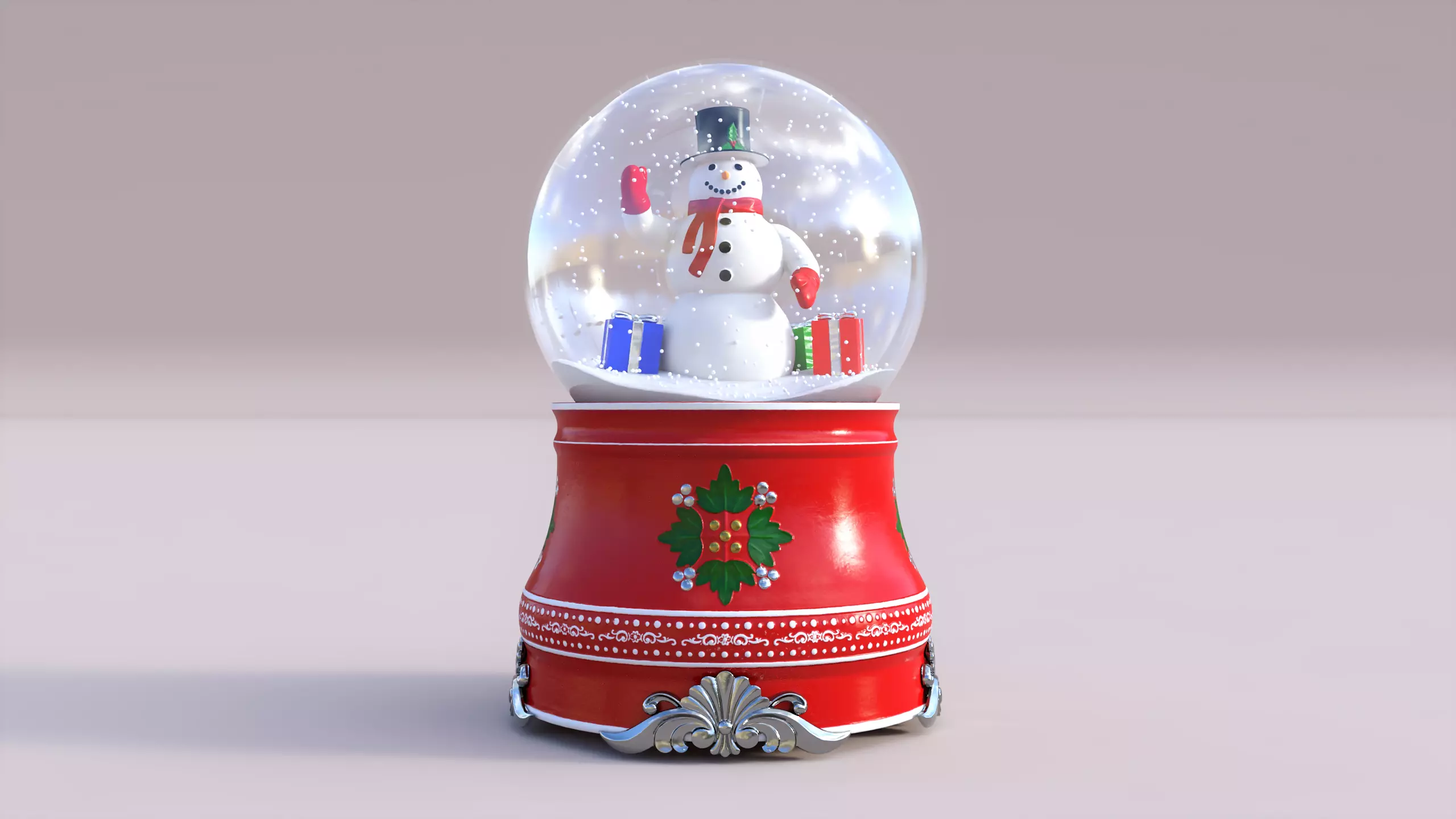Snow Globe Christmas Low-poly 3D model_0