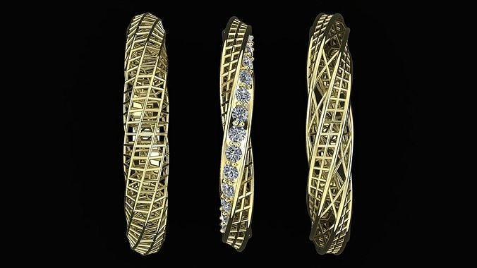 BEAUTIFUL LIGHTWEIGHT TWISTED RINGS 3D PRINT READY  3D print model