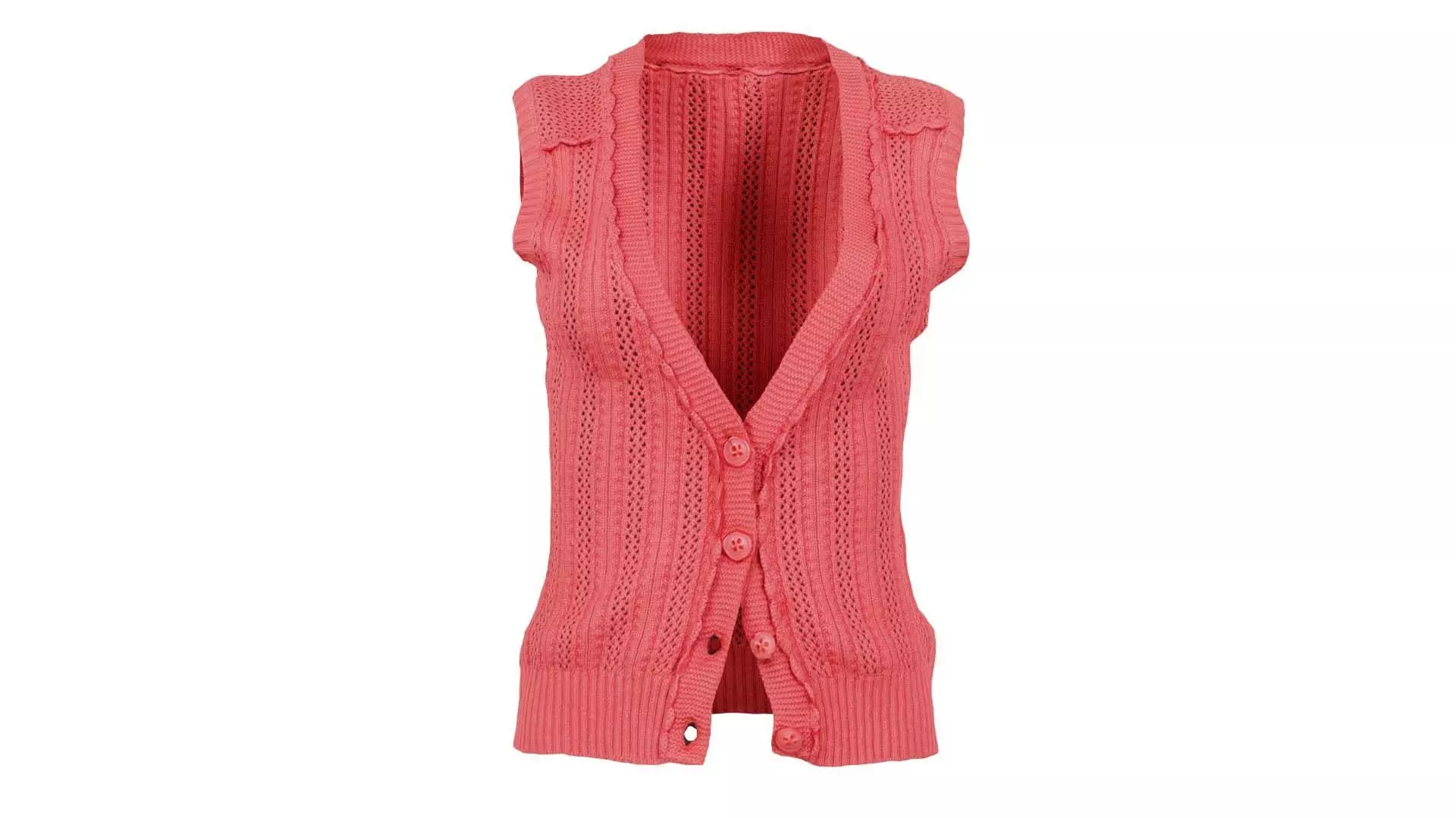 Pink Knit Pull Buttoned Low-poly 3D model