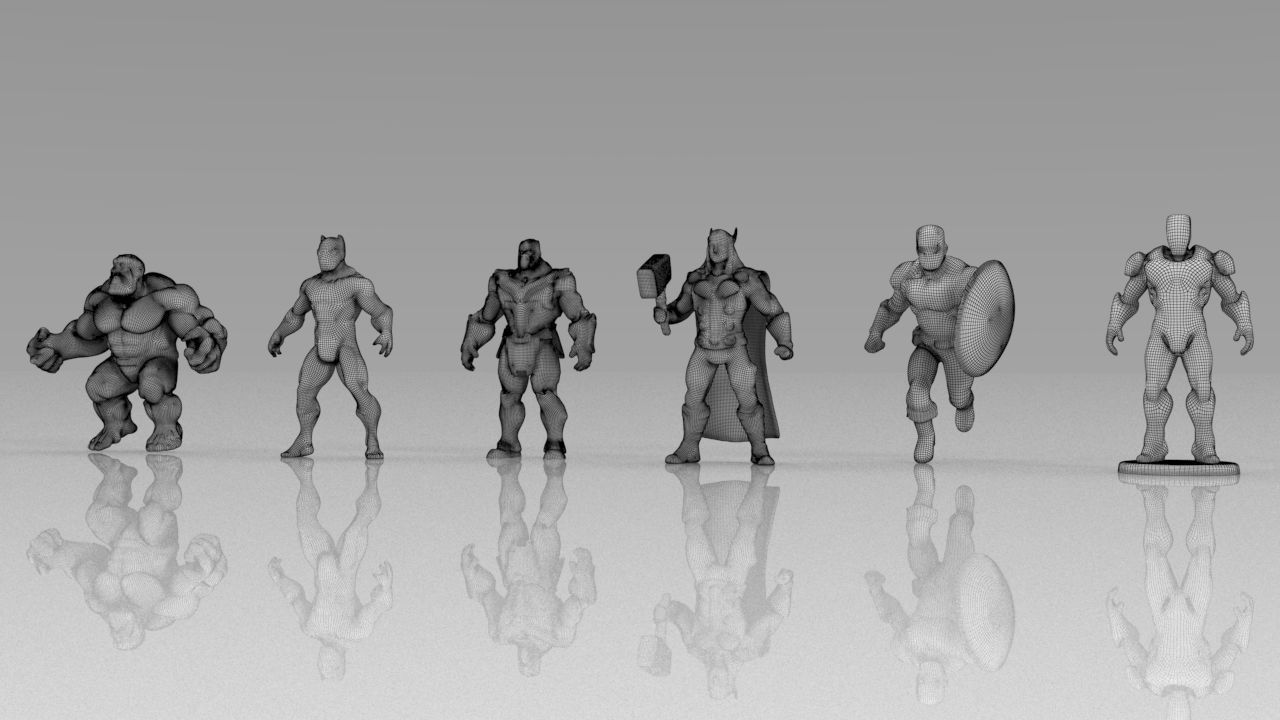 The avengers 3ds models Low poly  Low-poly 3D model_1