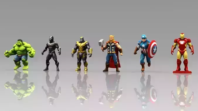 The avengers 3ds models Low poly 
