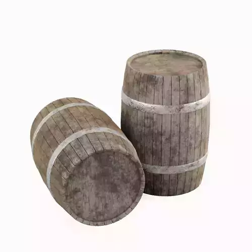 Wooden Barrel B 02 Low-poly 3D model