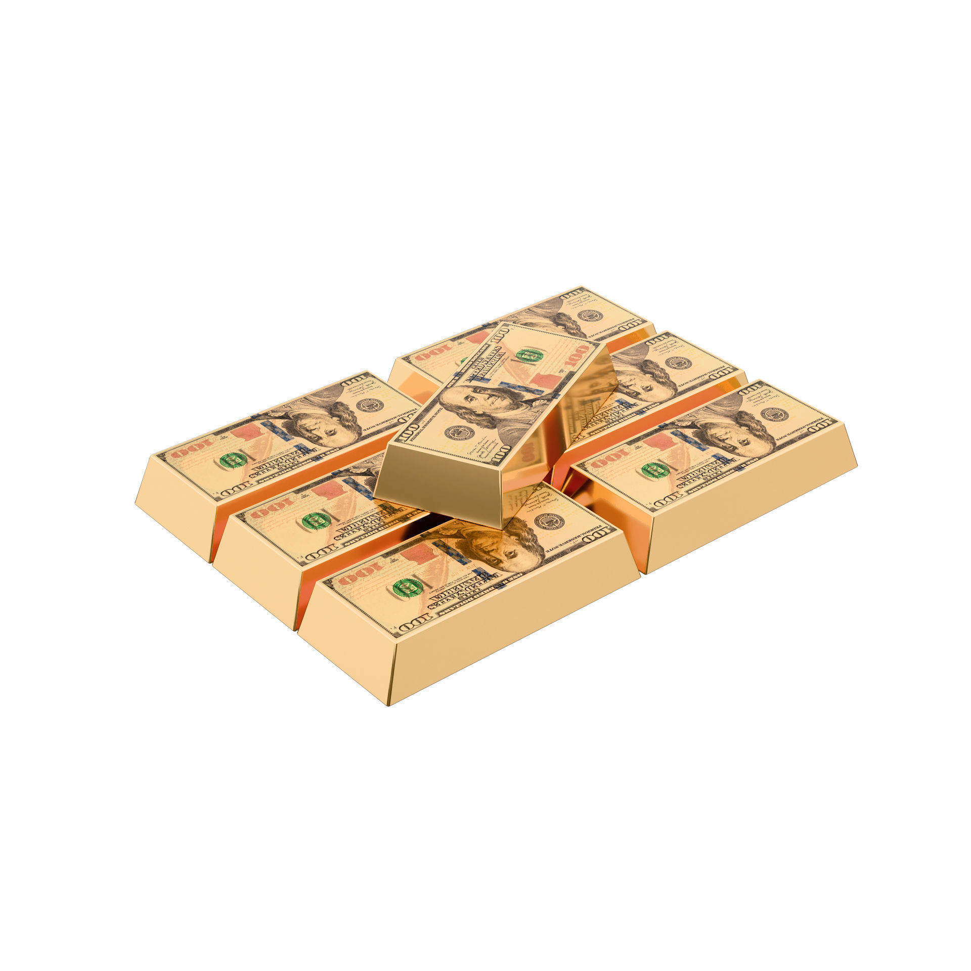 gold bullion Low-poly 3D model_1