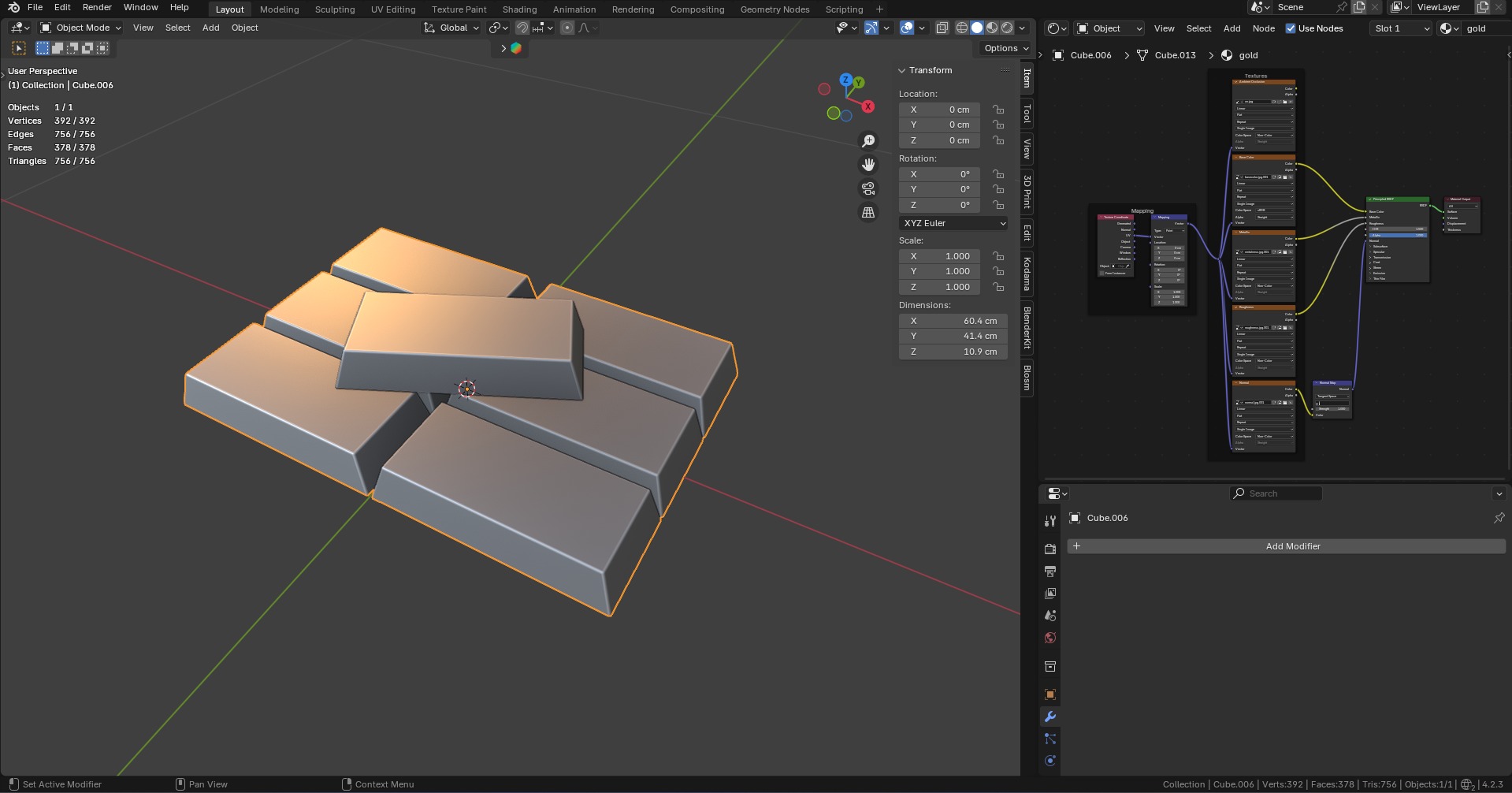 gold bullion Low-poly 3D model_5
