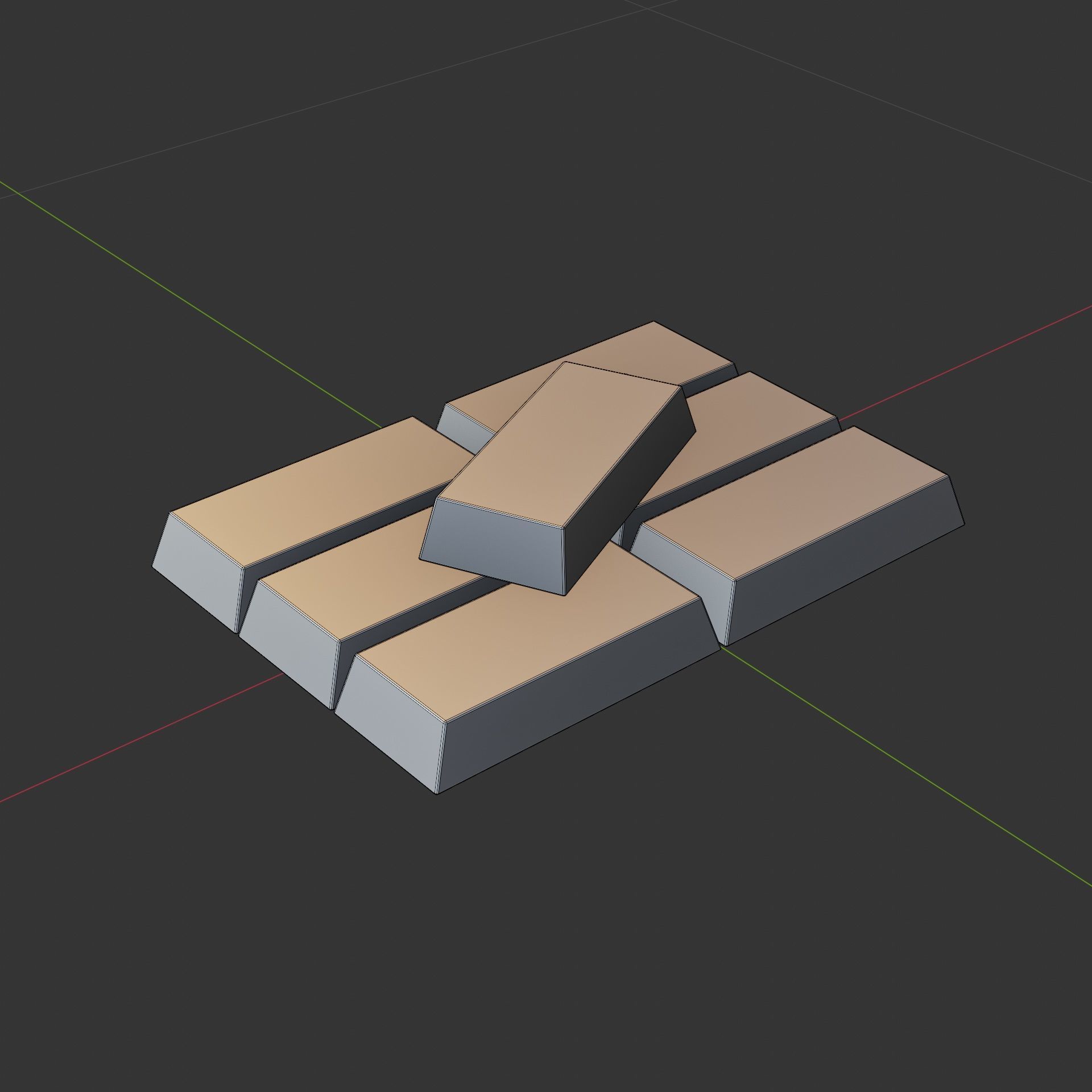 gold bullion Low-poly 3D model_7