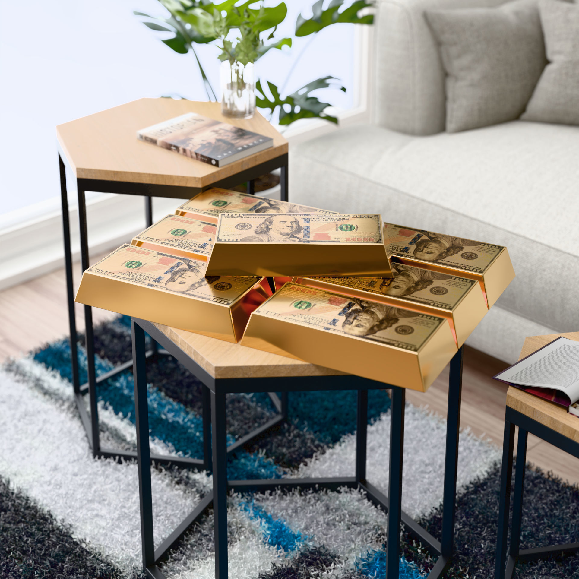 gold bullion Low-poly 3D model_2