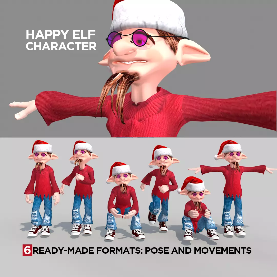Happy Elf Character 3D model_0