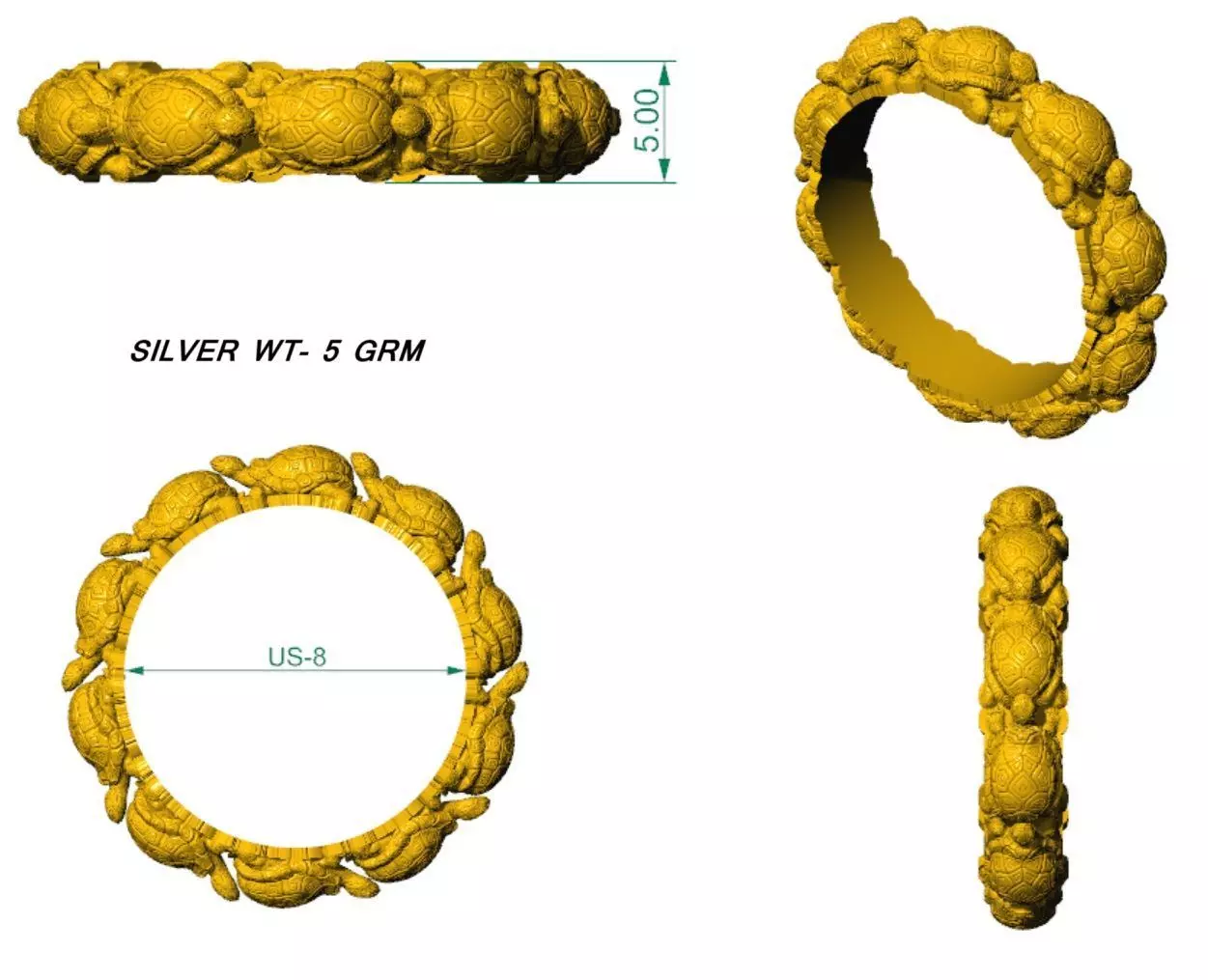turtle ring Free 3D print model
