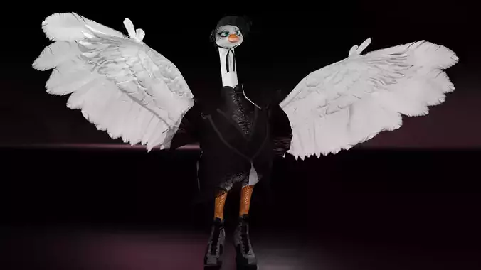 Goth Goose Character Low-poly 3D model