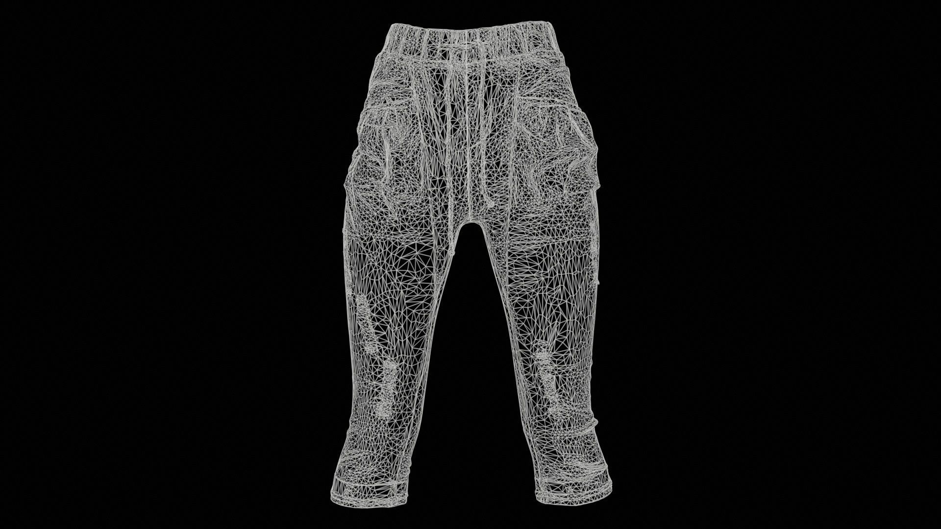 Baggy Jeans Trousers Low-poly 3D model_11