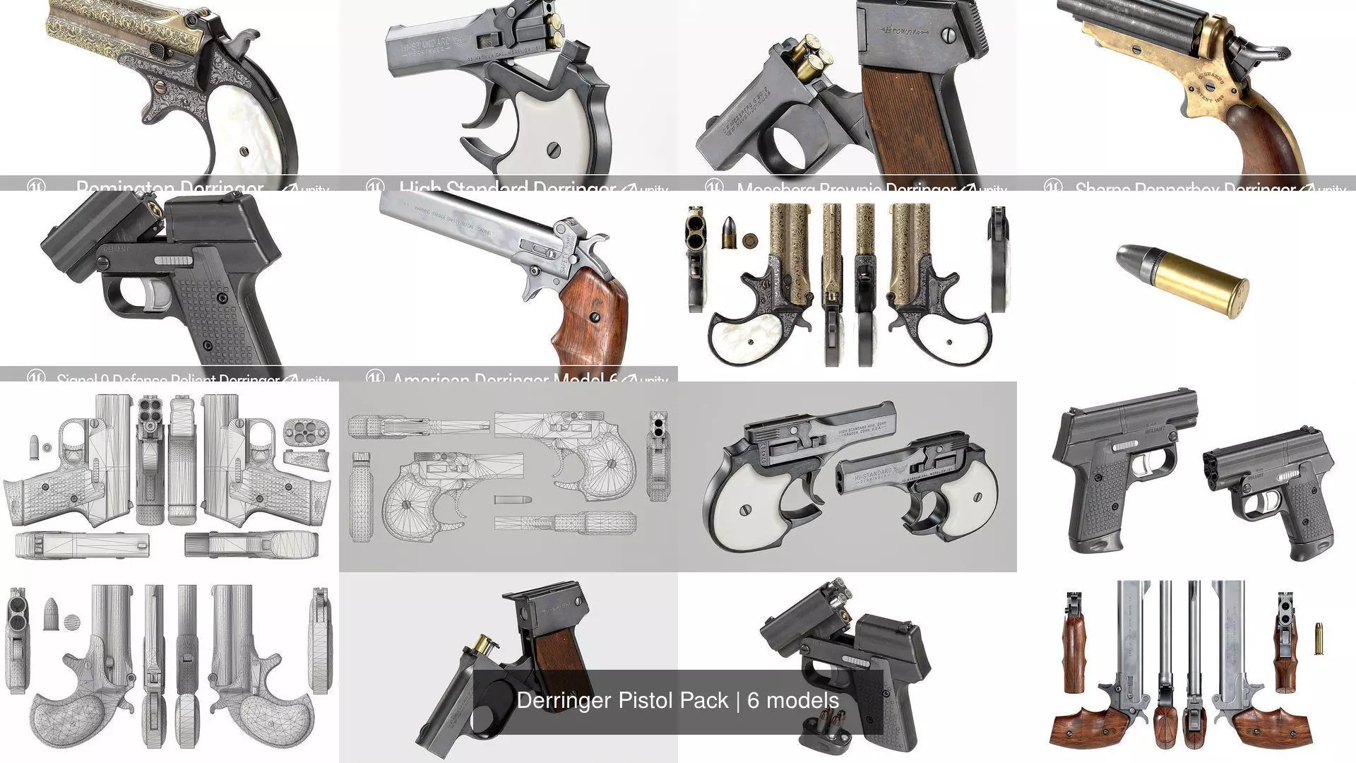 Derringer Pistol Pack 3D Model Collection_1