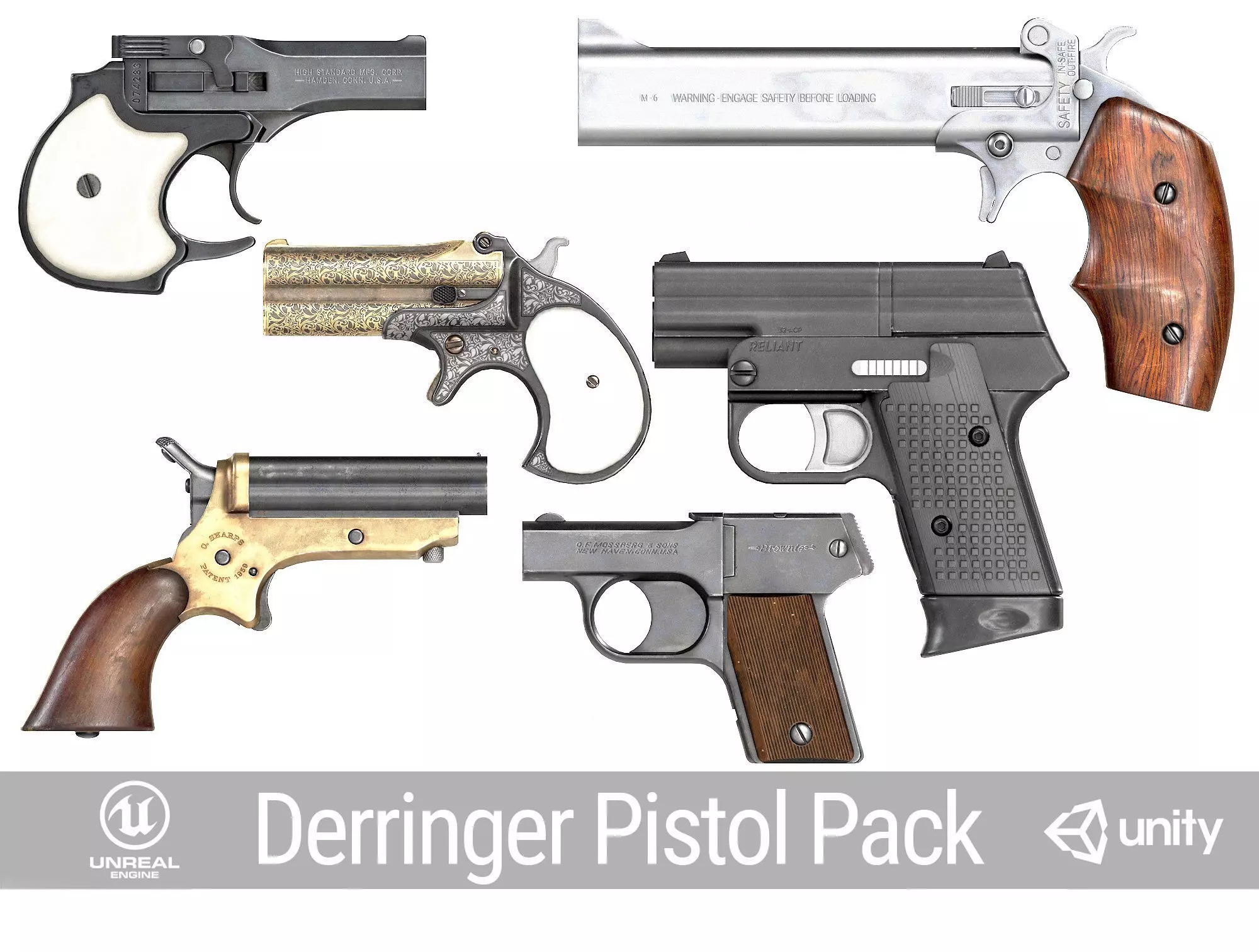 Derringer Pistol Pack 3D Model Collection_0