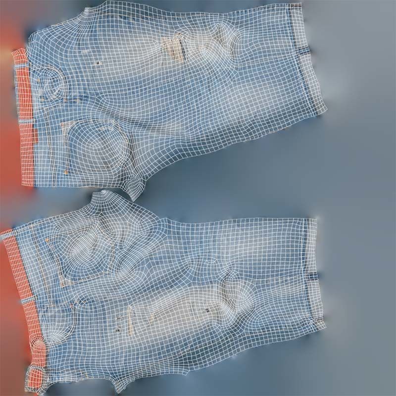 Belted Light Blue Jeans Pants Low-poly 3D model_14