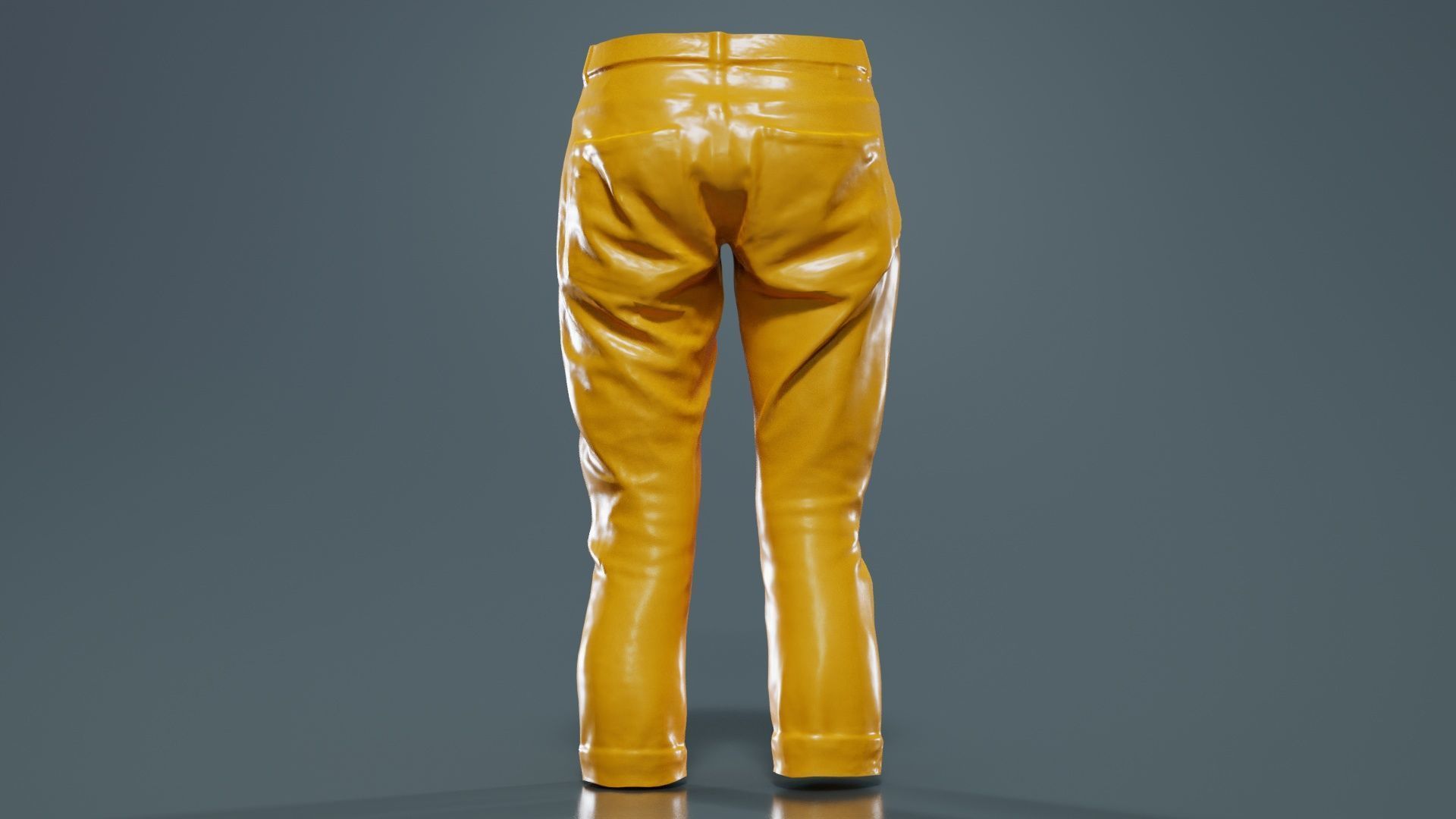 Belted Light Blue Jeans Pants Low-poly 3D model_13