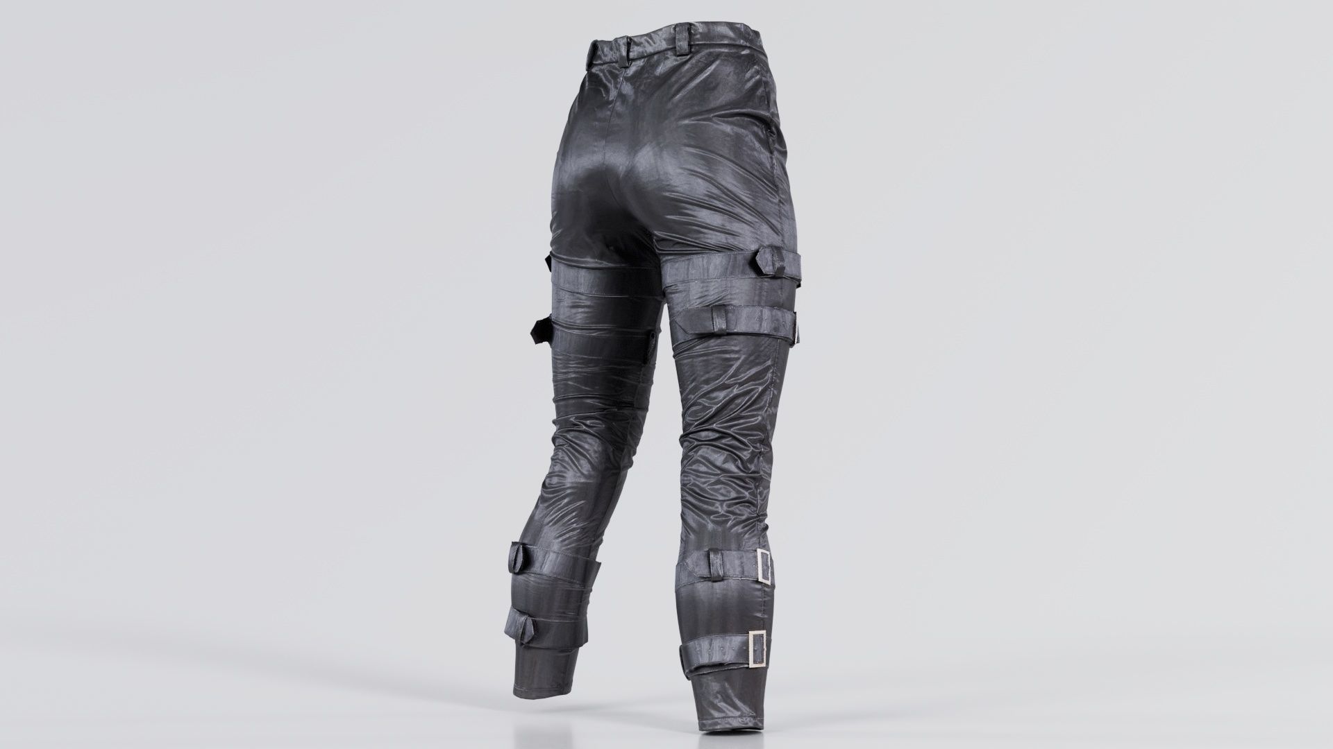 Belted Vinyl Pants Low-poly 3D model_6