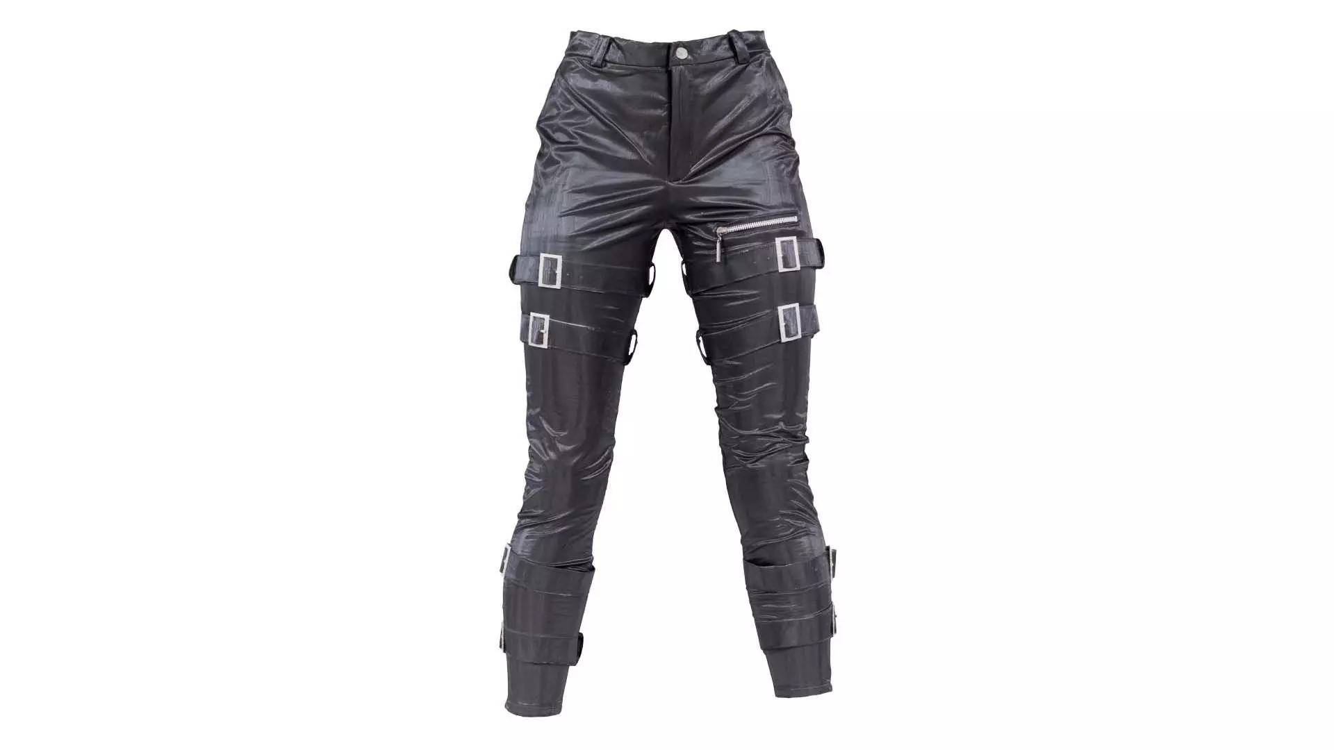 Belted Vinyl Pants Low-poly 3D model_0
