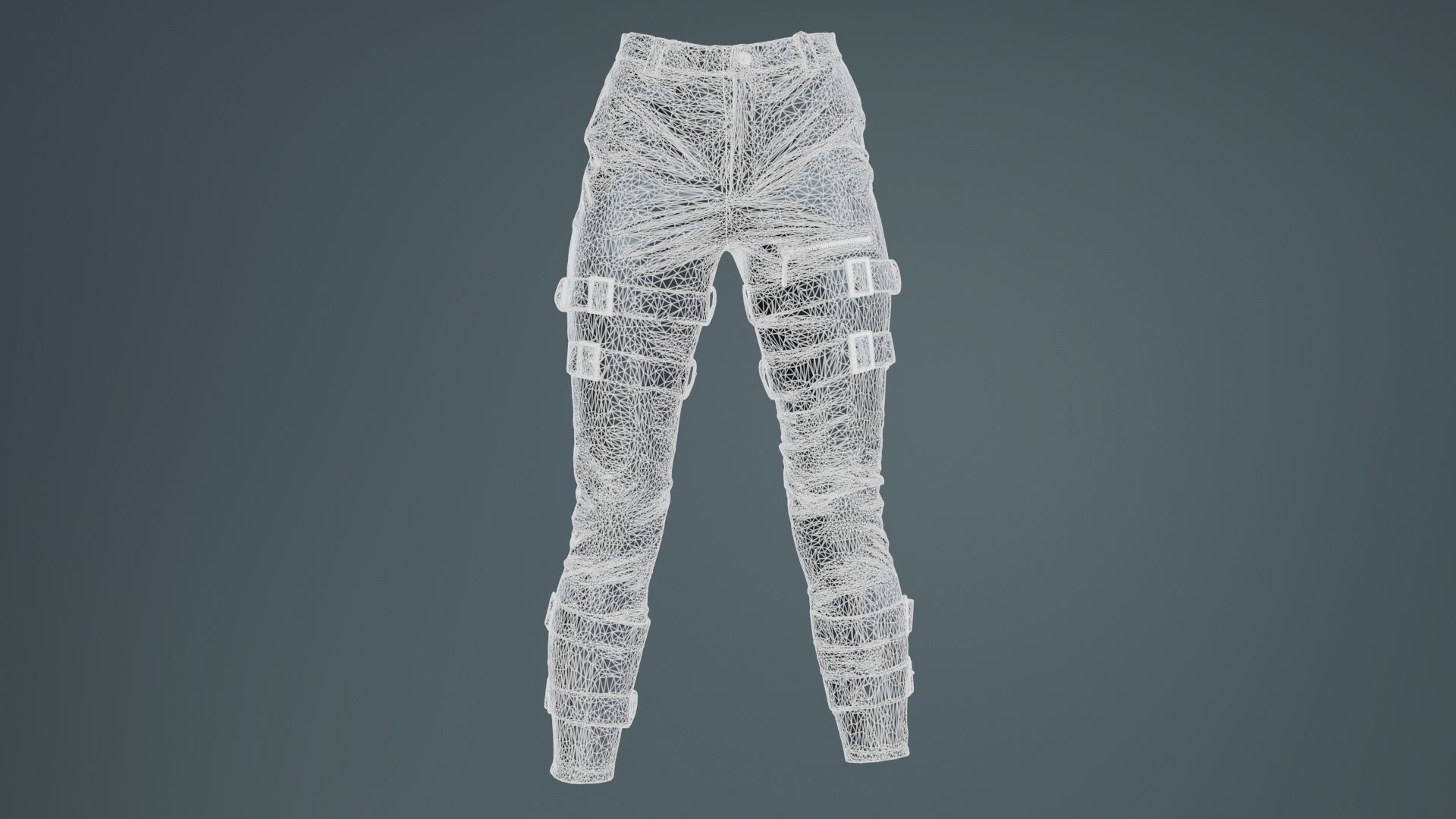 Belted Vinyl Pants Low-poly 3D model_9