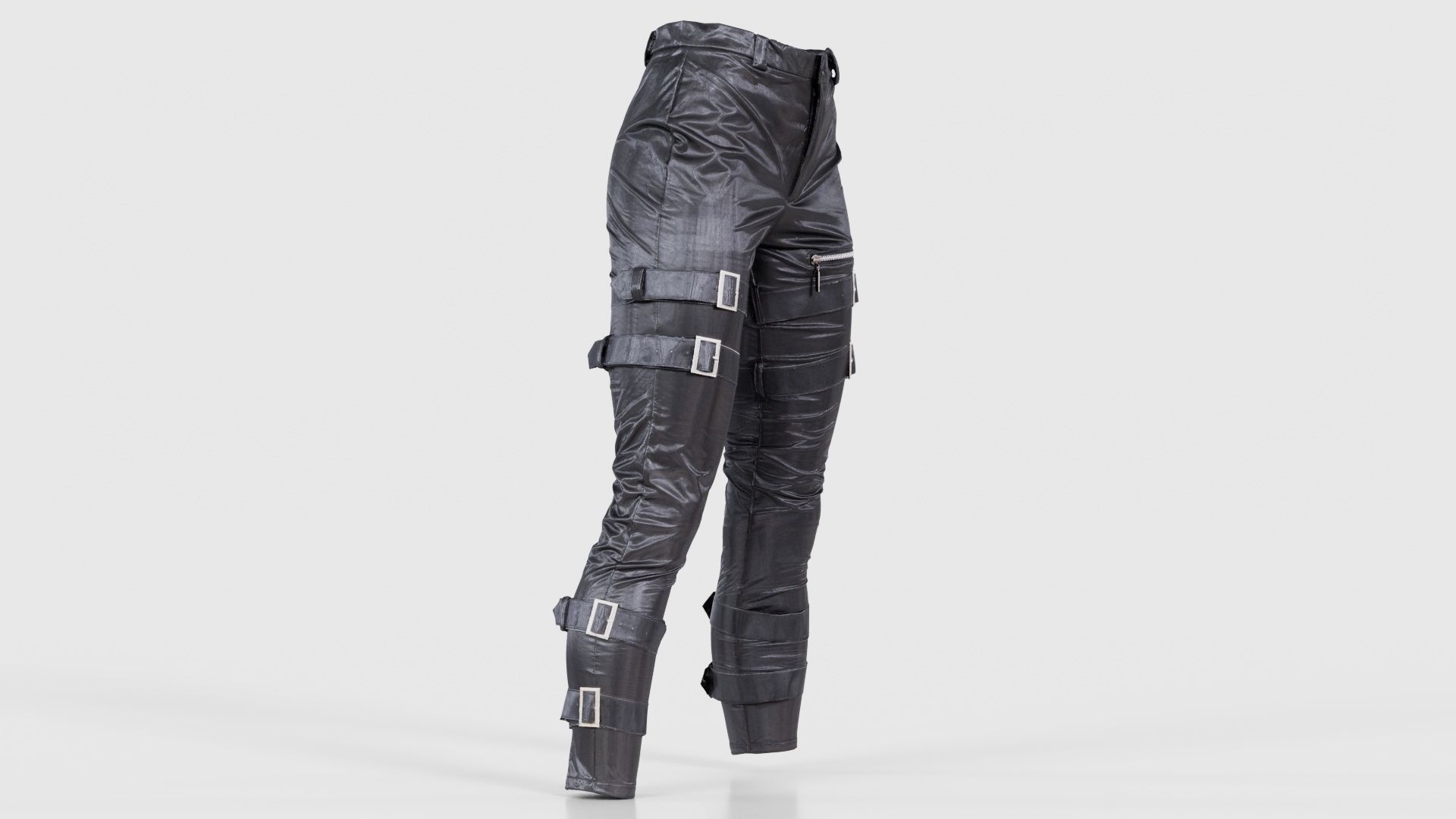 Belted Vinyl Pants Low-poly 3D model_17
