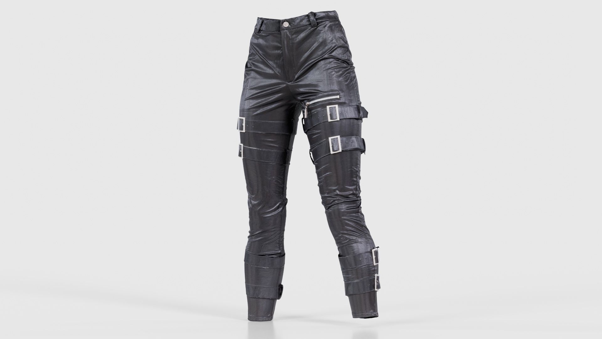 Belted Vinyl Pants Low-poly 3D model_26