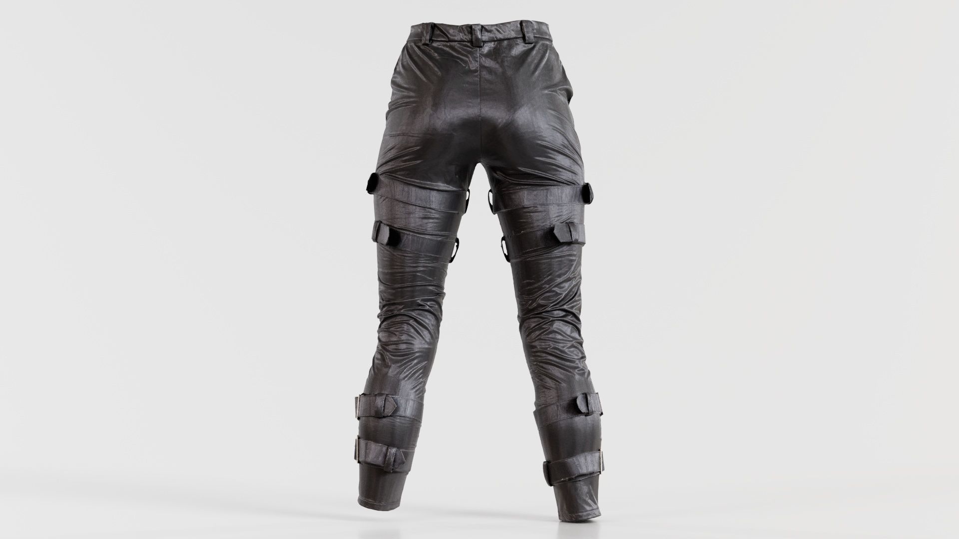 Belted Vinyl Pants Low-poly 3D model_8