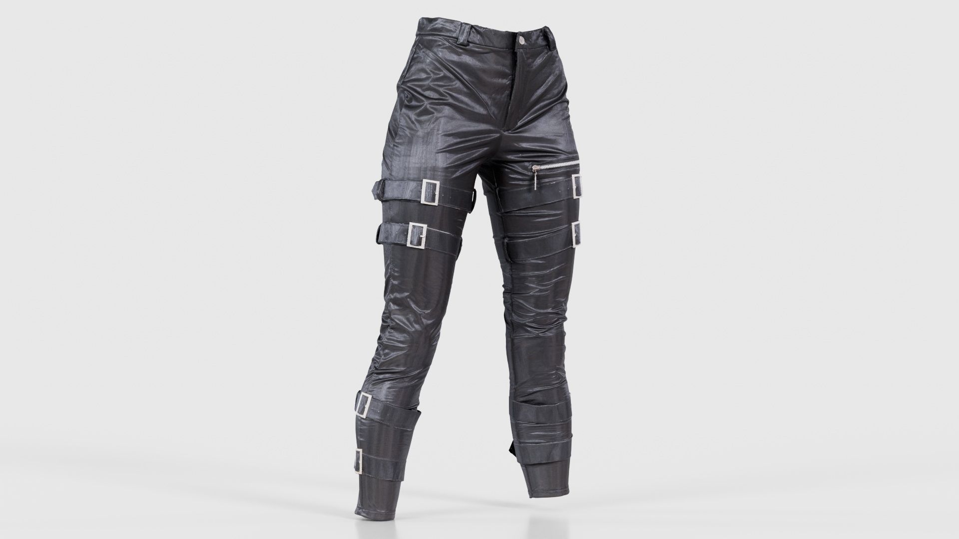 Belted Vinyl Pants Low-poly 3D model_16