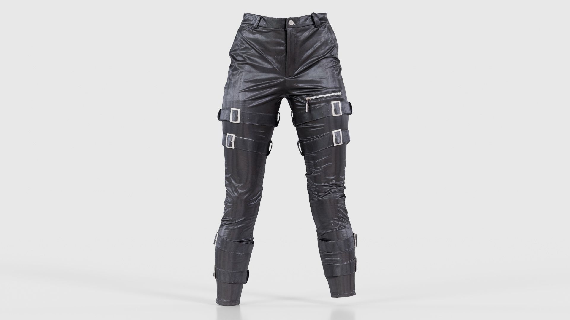 Belted Vinyl Pants Low-poly 3D model_15
