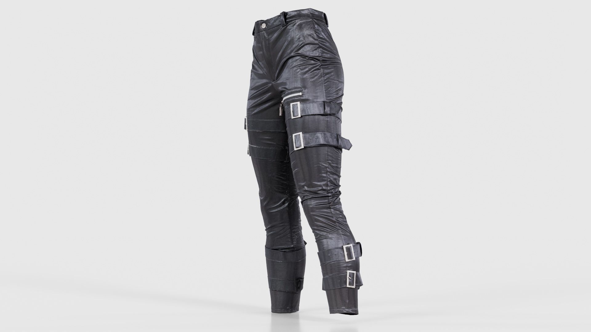 Belted Vinyl Pants Low-poly 3D model_25