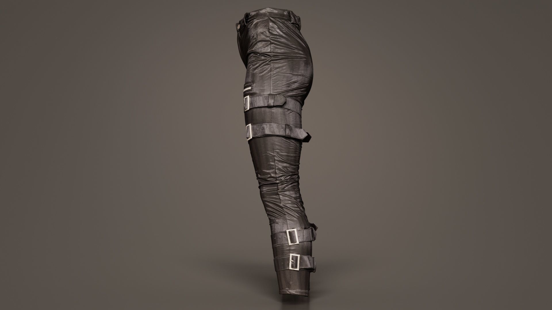 Belted Vinyl Pants Low-poly 3D model_4