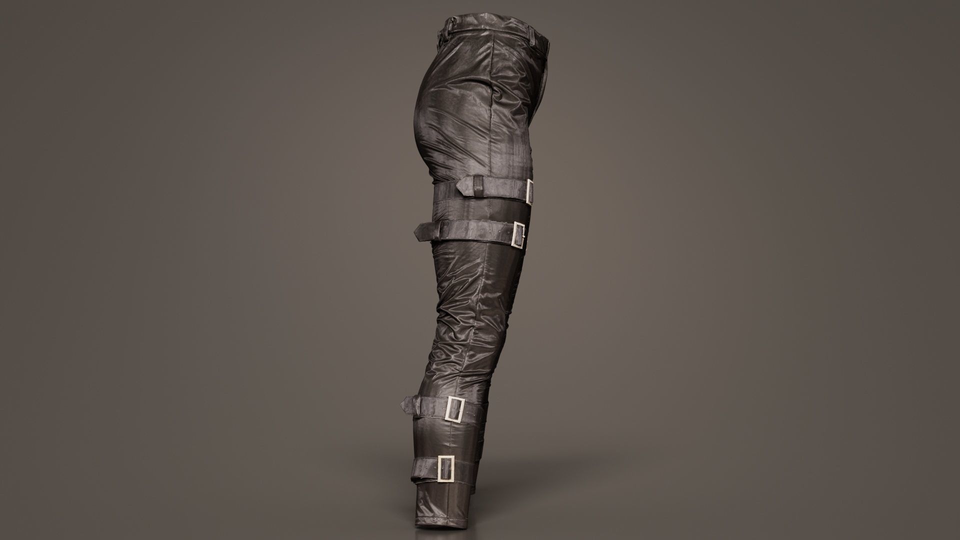 Belted Vinyl Pants Low-poly 3D model_3