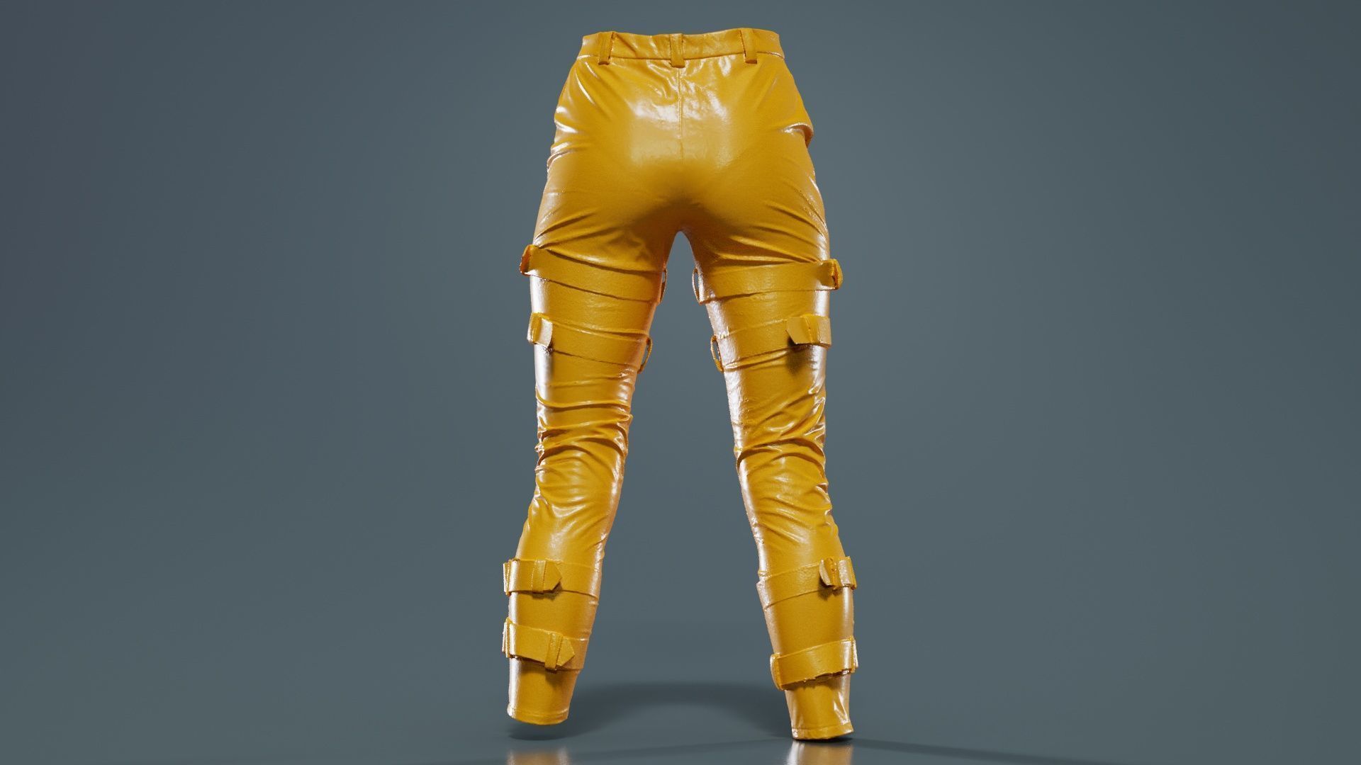 Belted Vinyl Pants Low-poly 3D model_13