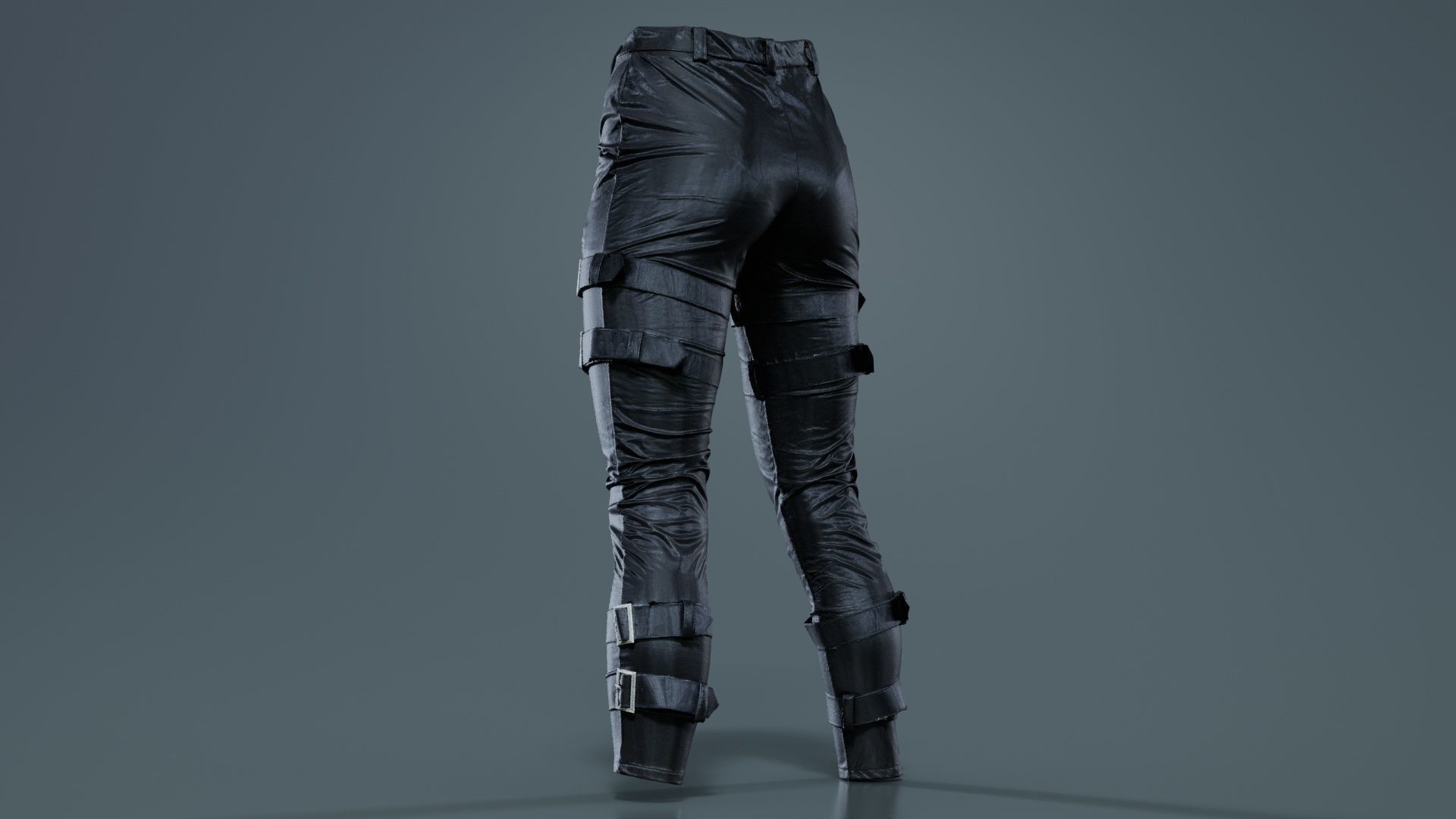 Belted Vinyl Pants Low-poly 3D model_2