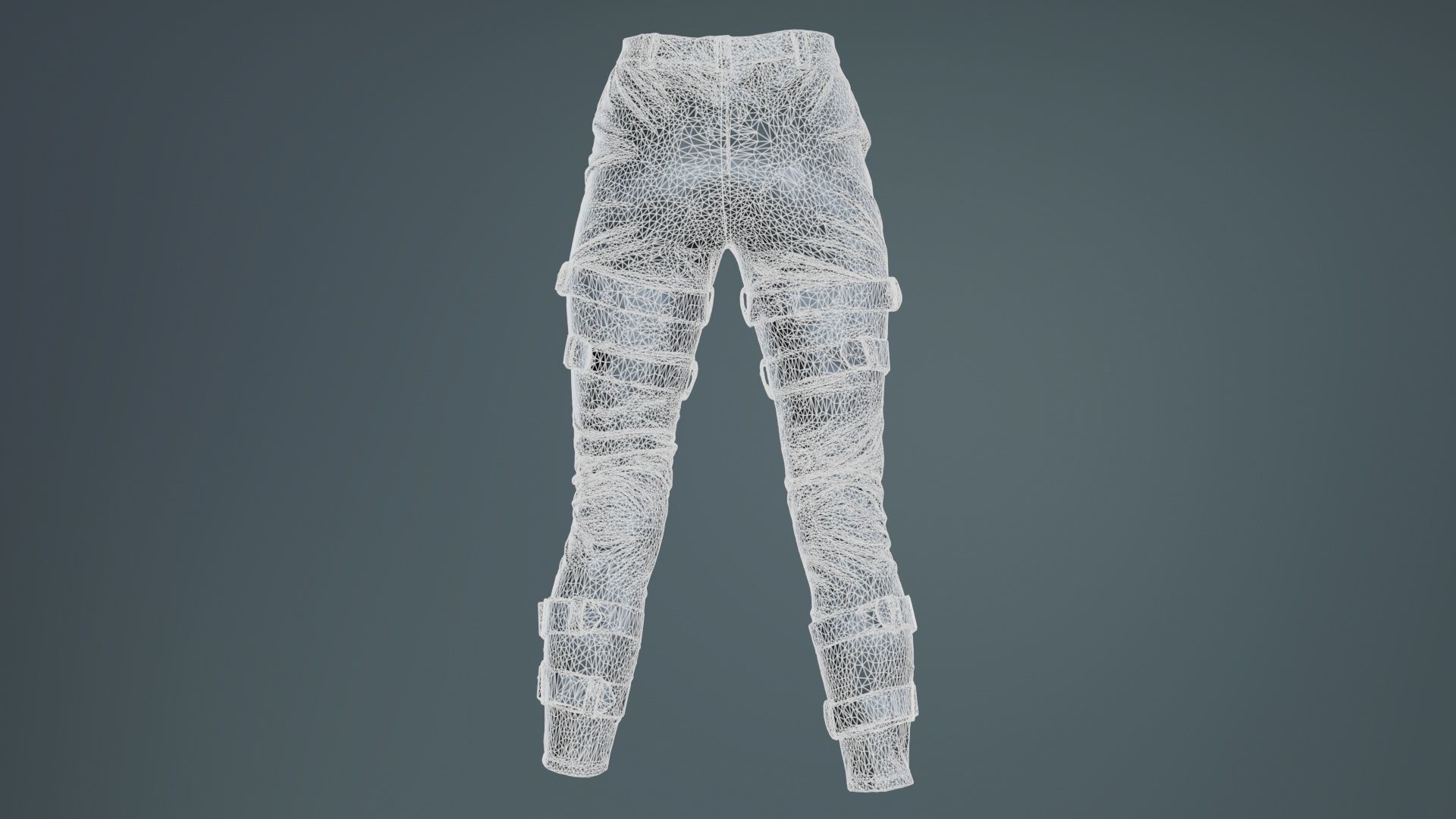 Belted Vinyl Pants Low-poly 3D model_10