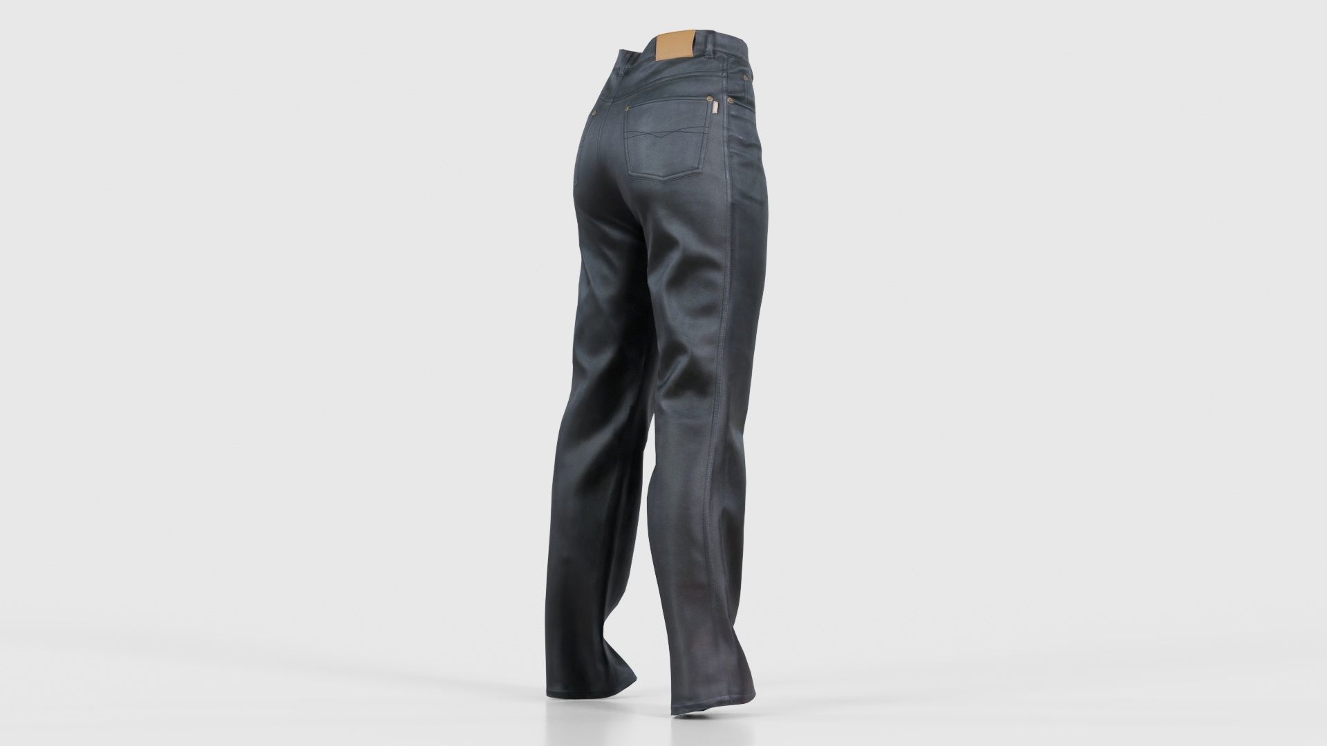 Black Leather Pants Low-poly 3D model_19