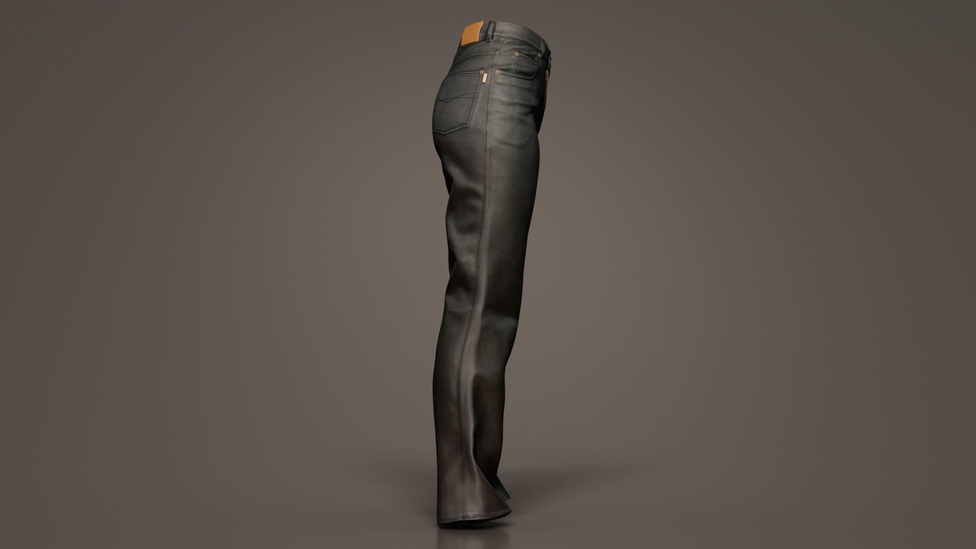 Black Leather Pants Low-poly 3D model_4