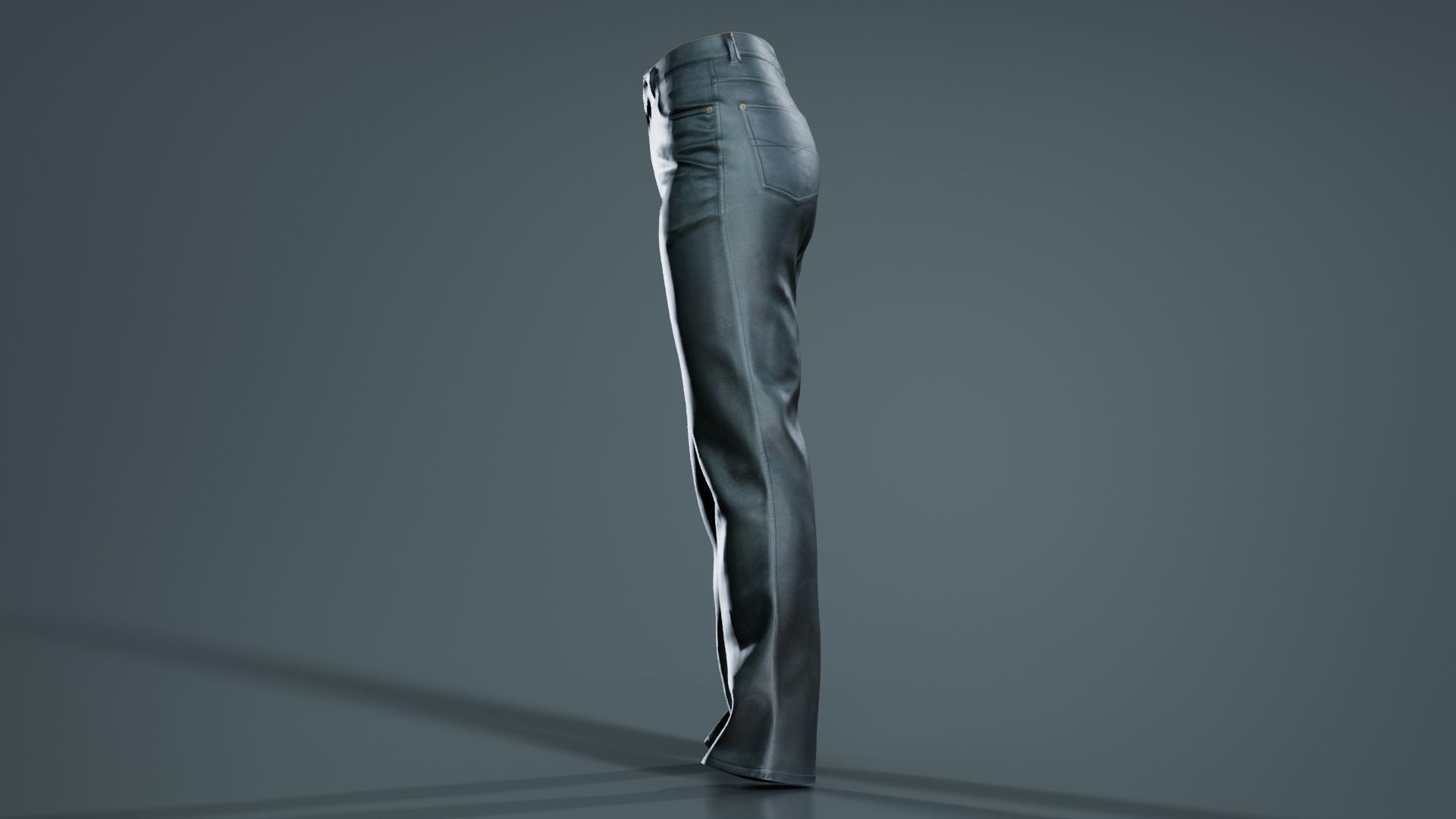 Black Leather Pants Low-poly 3D model_2