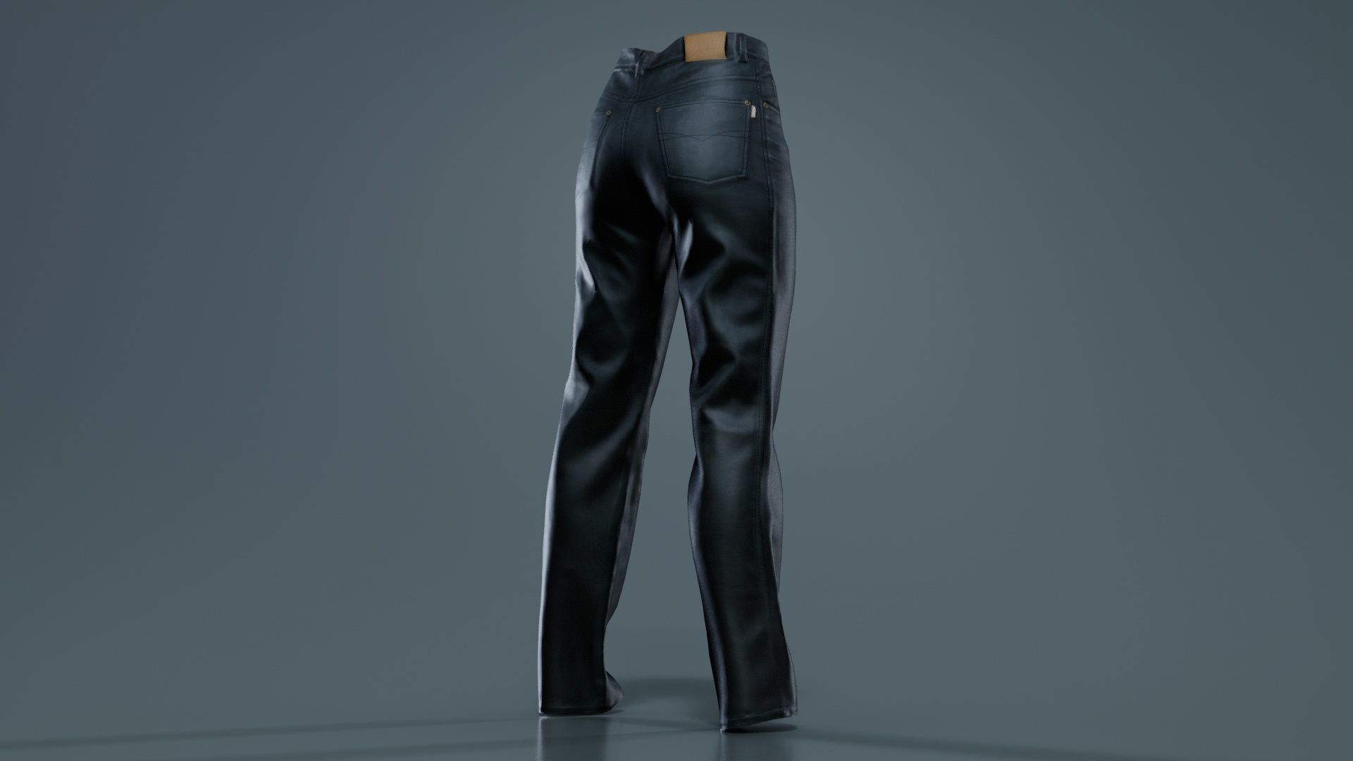Black Leather Pants Low-poly 3D model_3