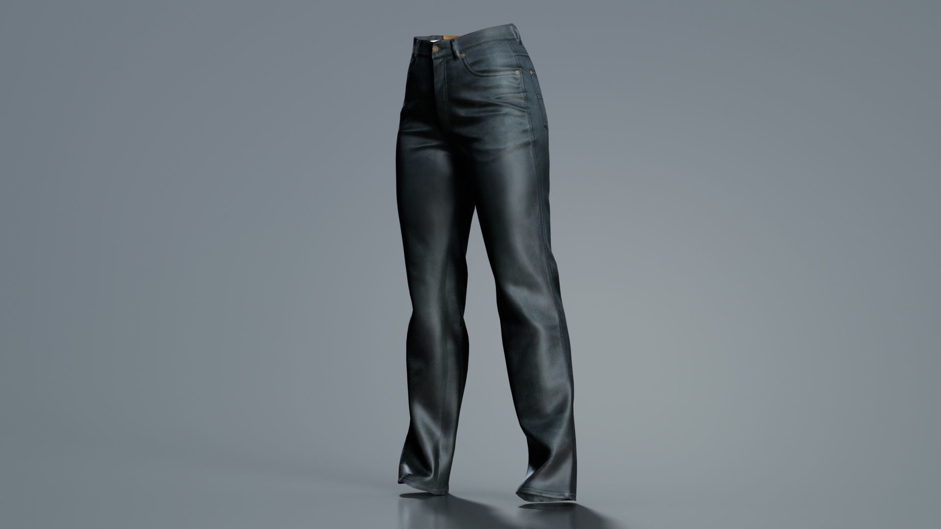 Black Leather Pants Low-poly 3D model_6