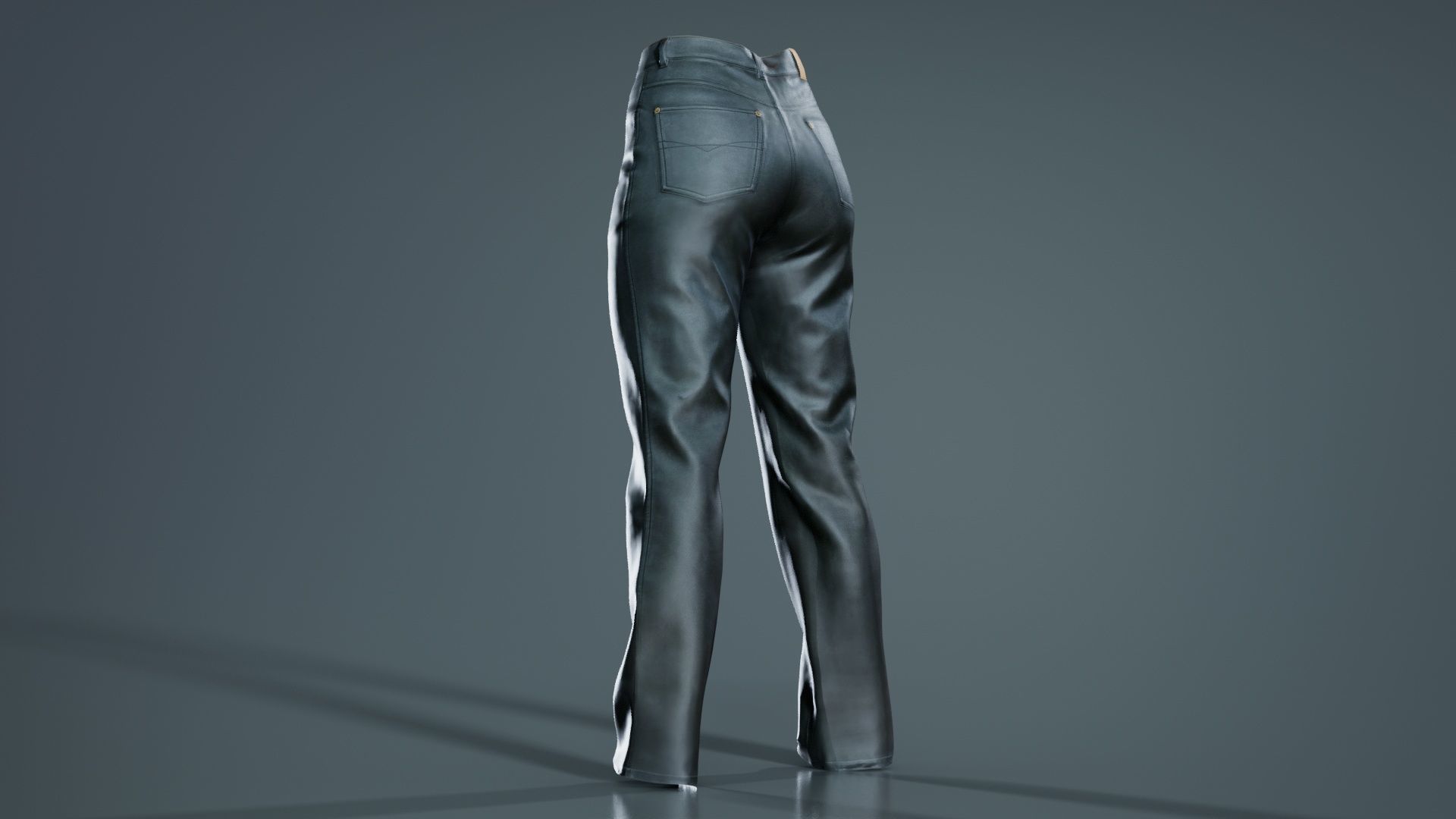 Black Leather Pants Low-poly 3D model_5