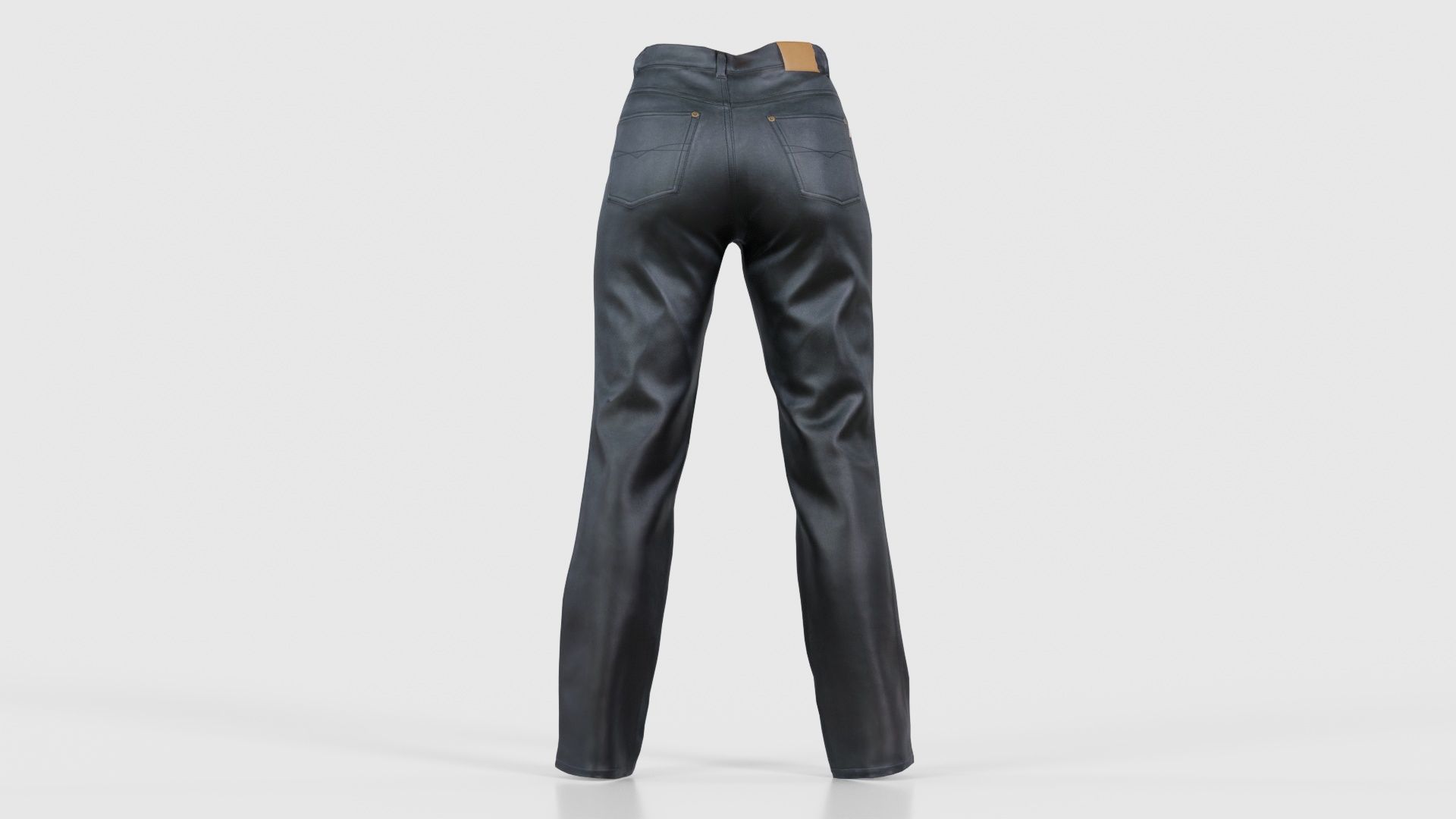Black Leather Pants Low-poly 3D model_21