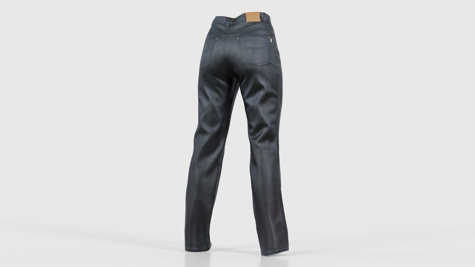 Black Leather Pants Low-poly 3D model_20