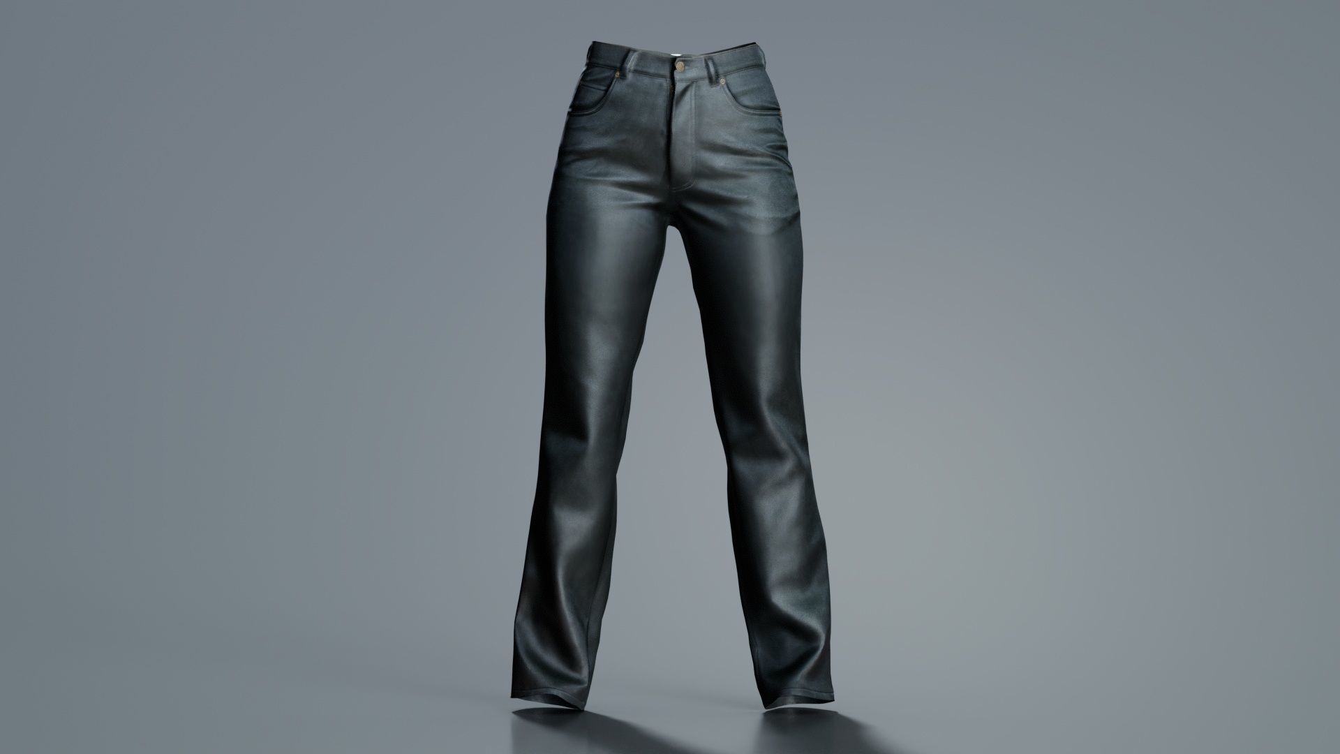 Black Leather Pants Low-poly 3D model_7