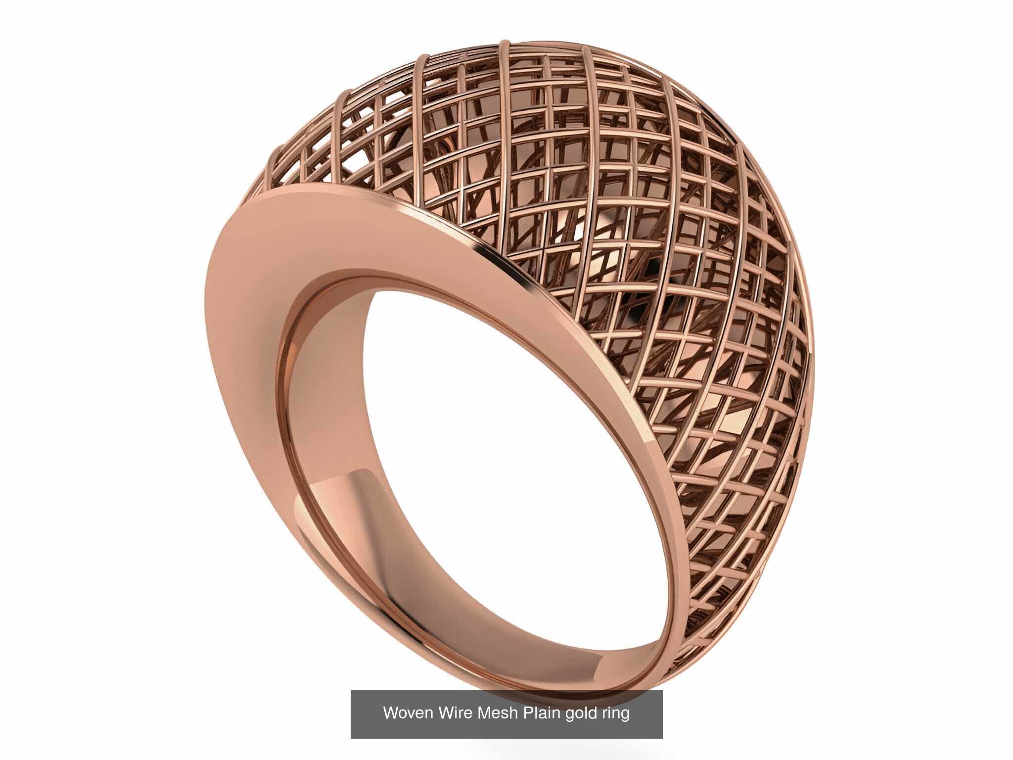 25 Woven Wire Mesh Plain gold ring  3D Model Collection_11